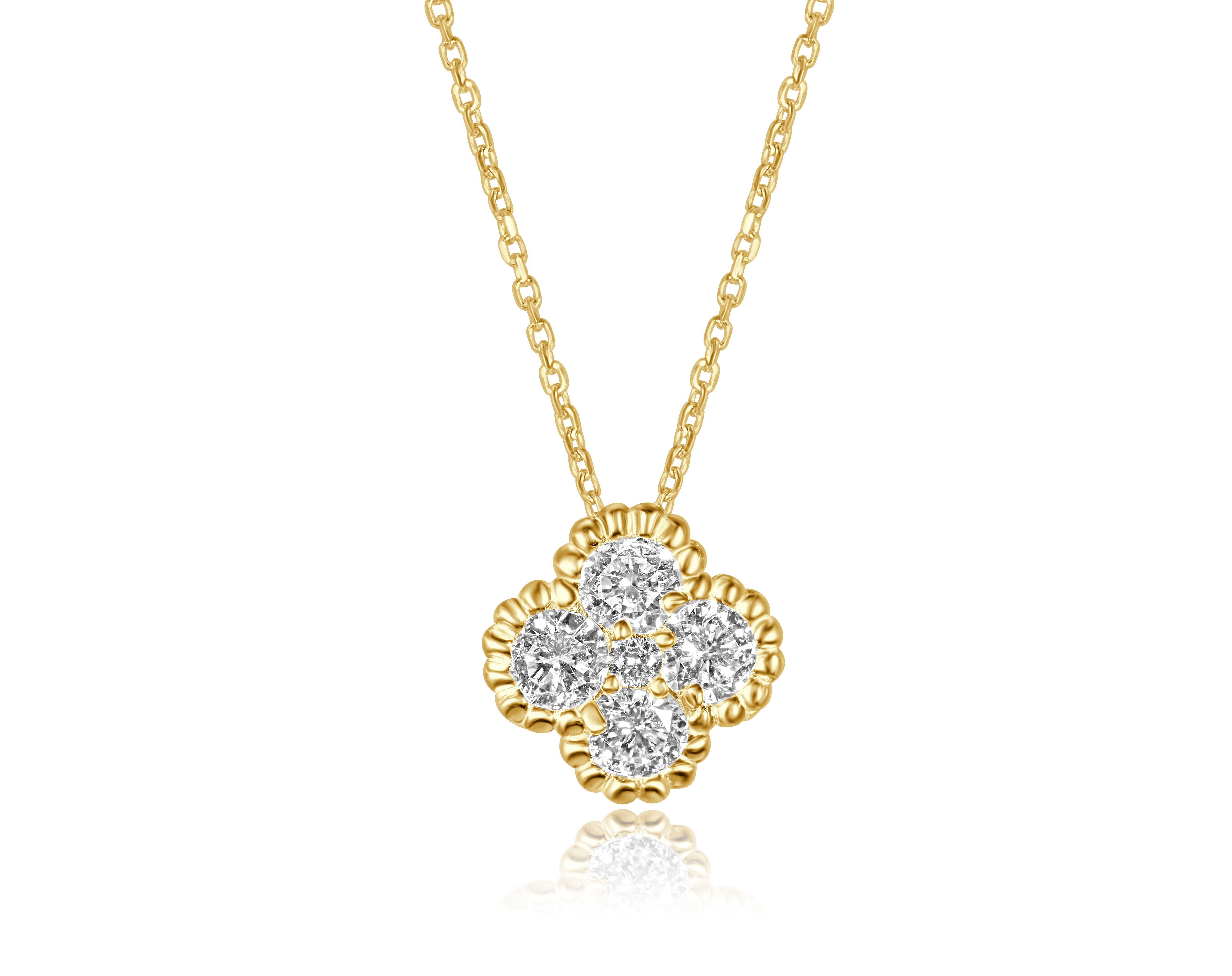 14K Yellow Gold Diamond Cluster slider Pendant