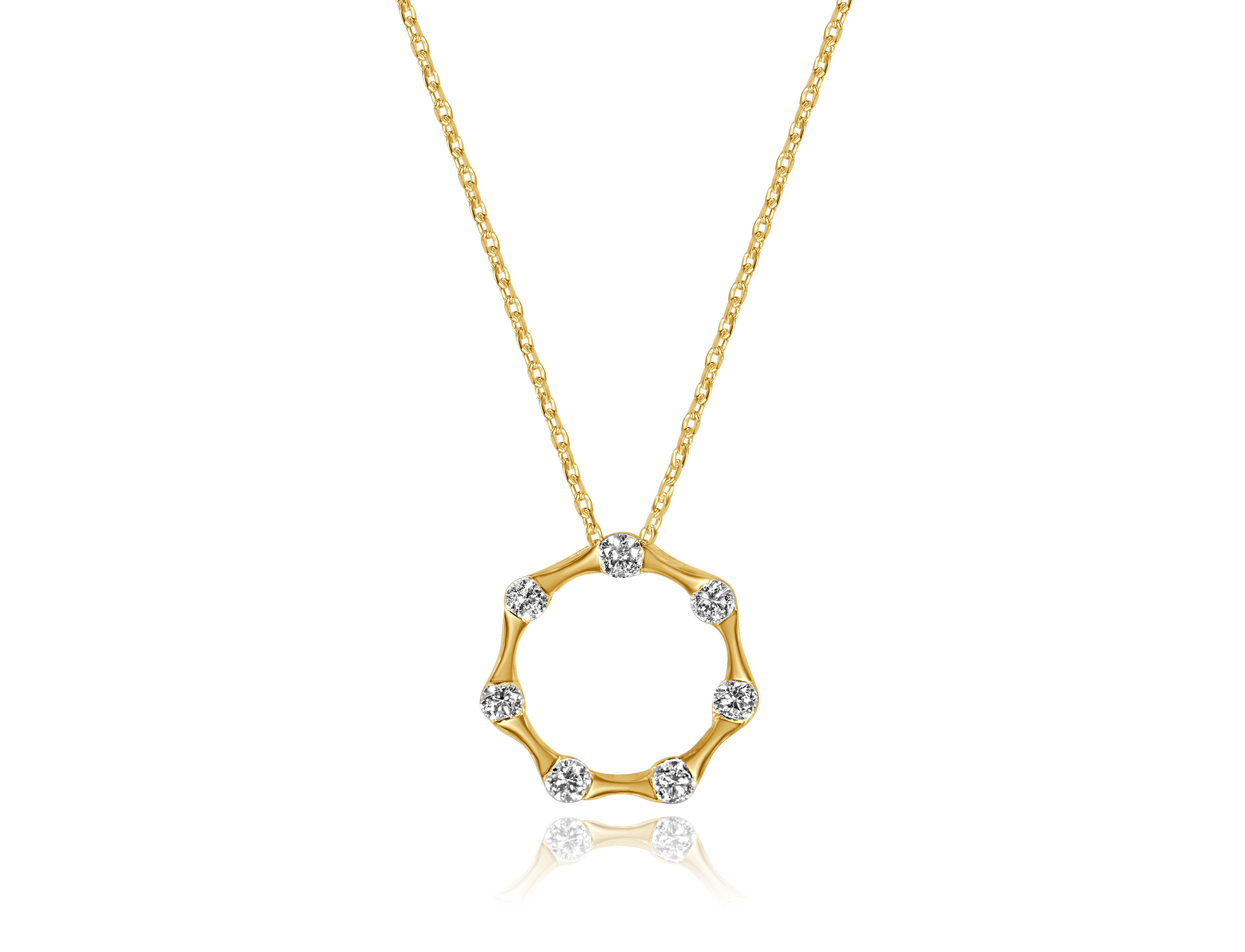 14K Yellow Gold Circle Diamond Pendant