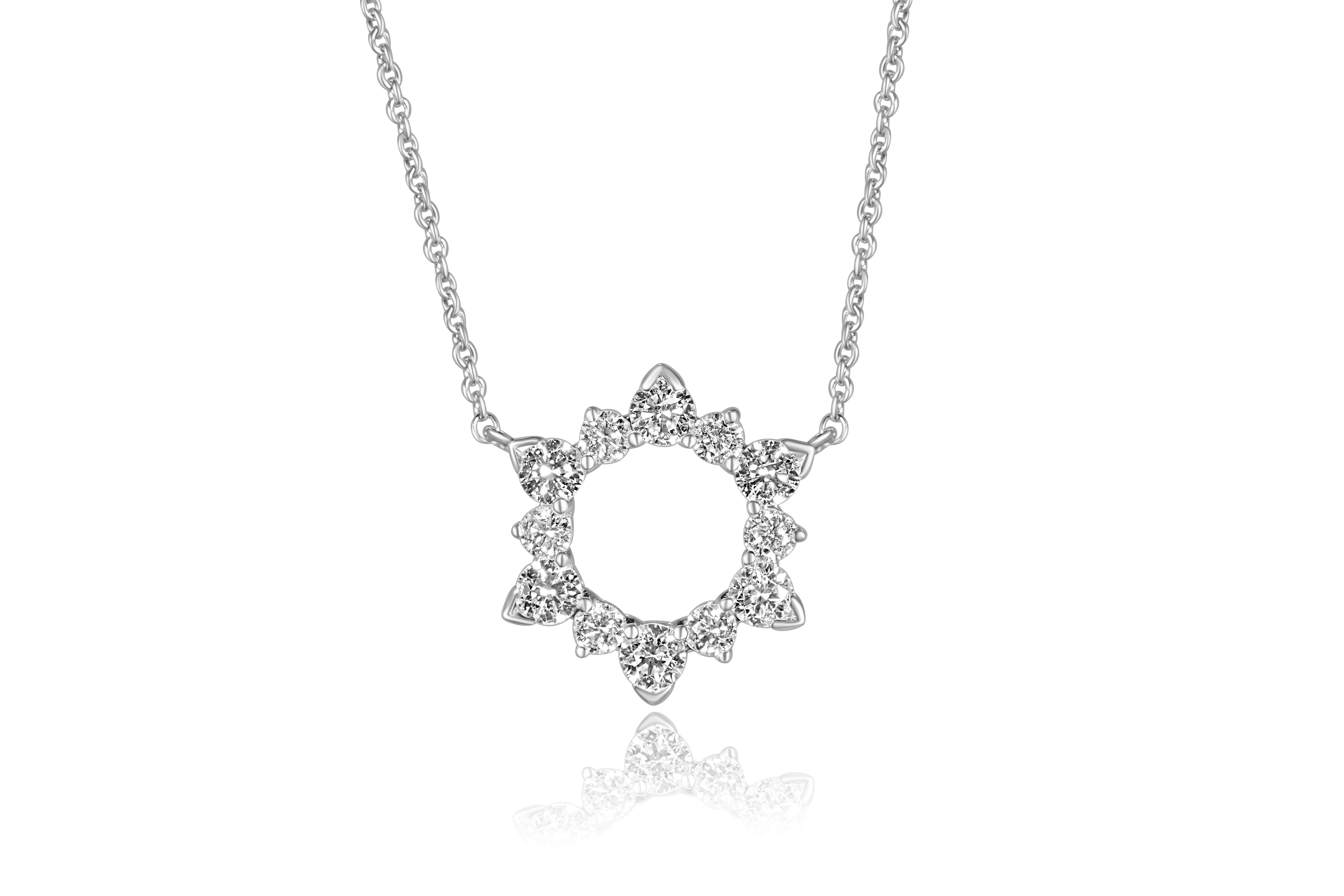 14K Yellow Gold Diamond Circle Star Pendant