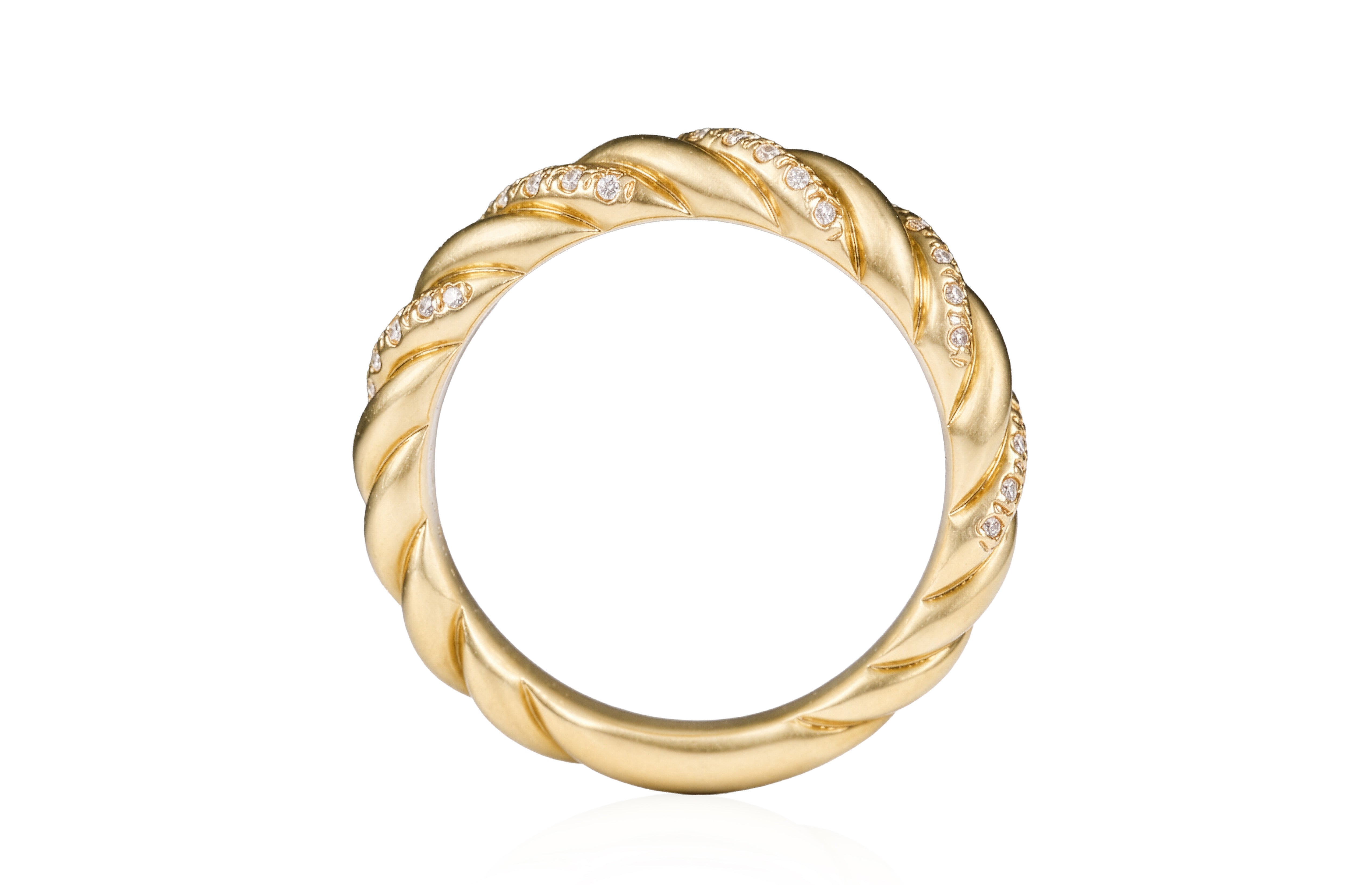 14K Yellow Gold Dome Twist Diamond Ring