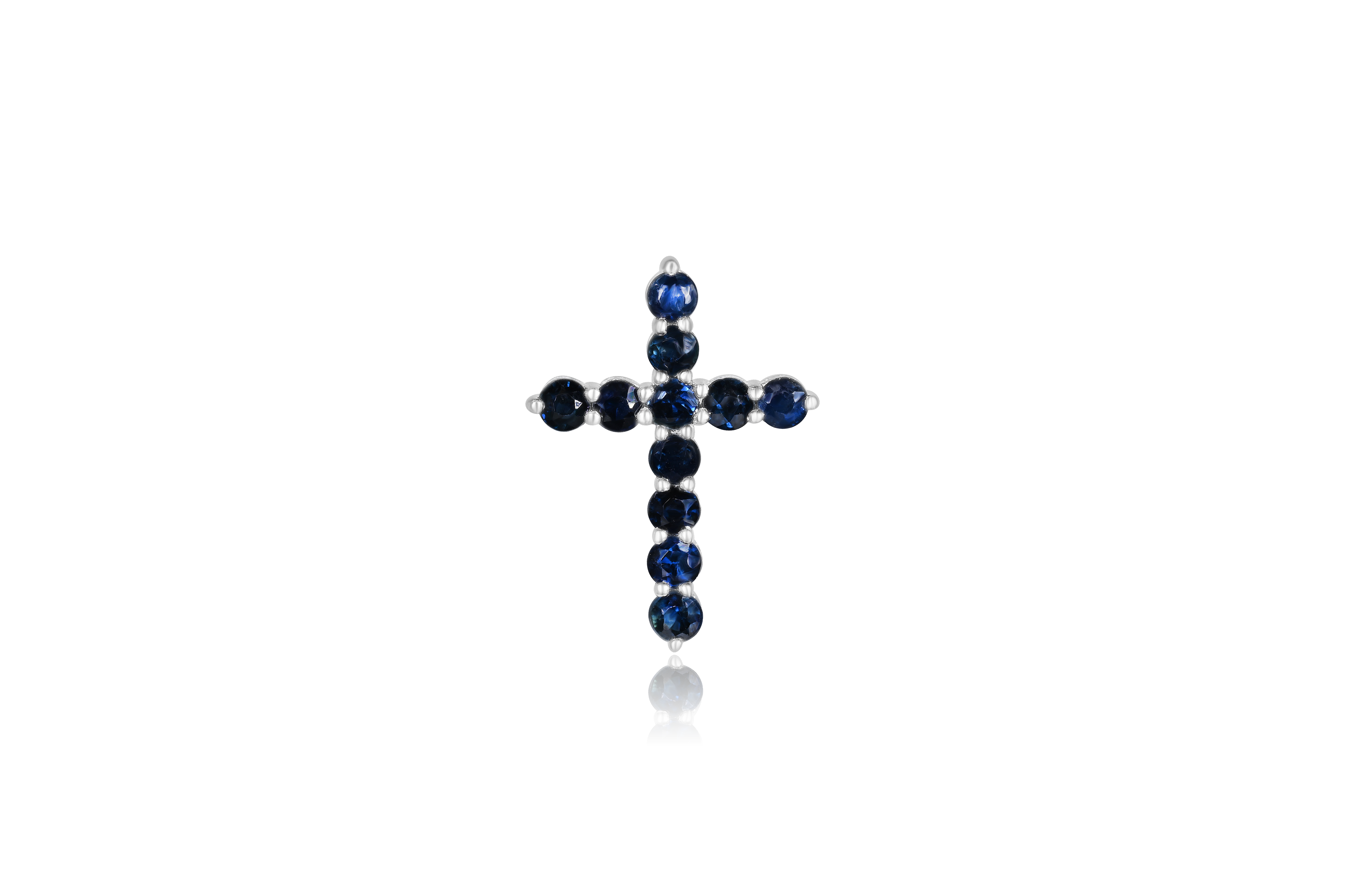 10K White Gold Sapphire Cross Pendant on chain