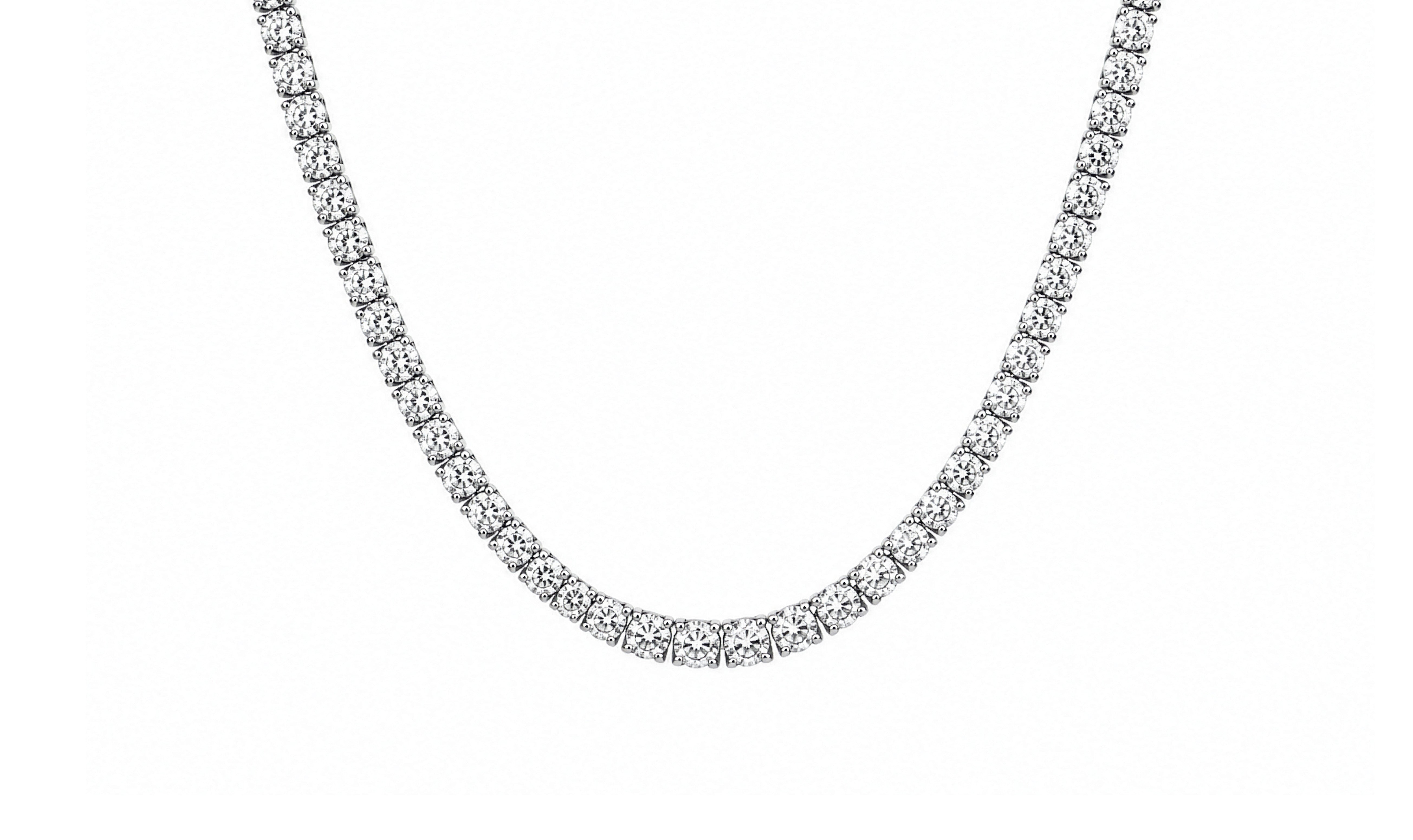 14K White Gold Four Prong Lab Grown Diamond Tennis Necklace