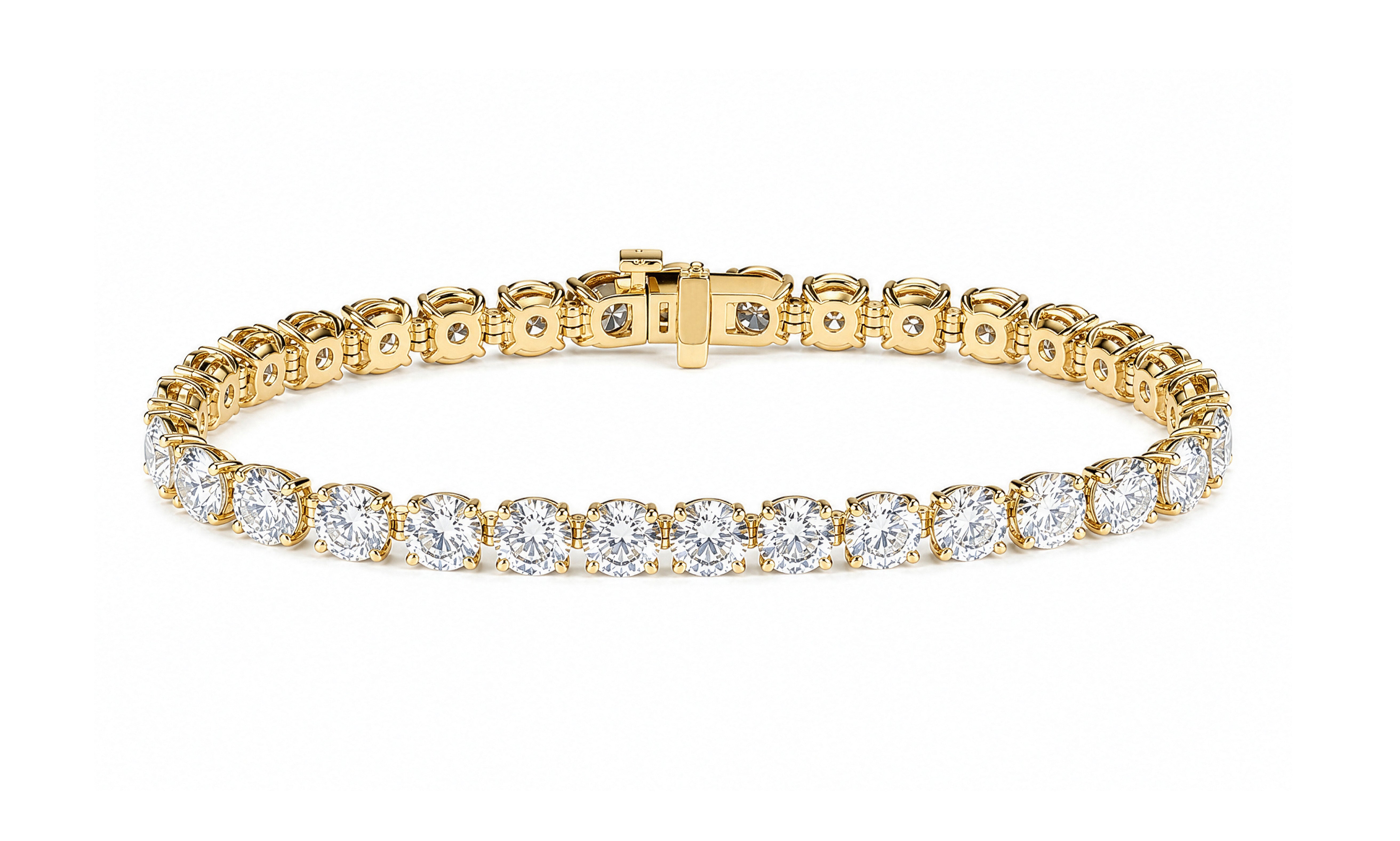 14K Yellow Gold Four Prong Lab Grown Diamond Buttercup Tennis Bracelet