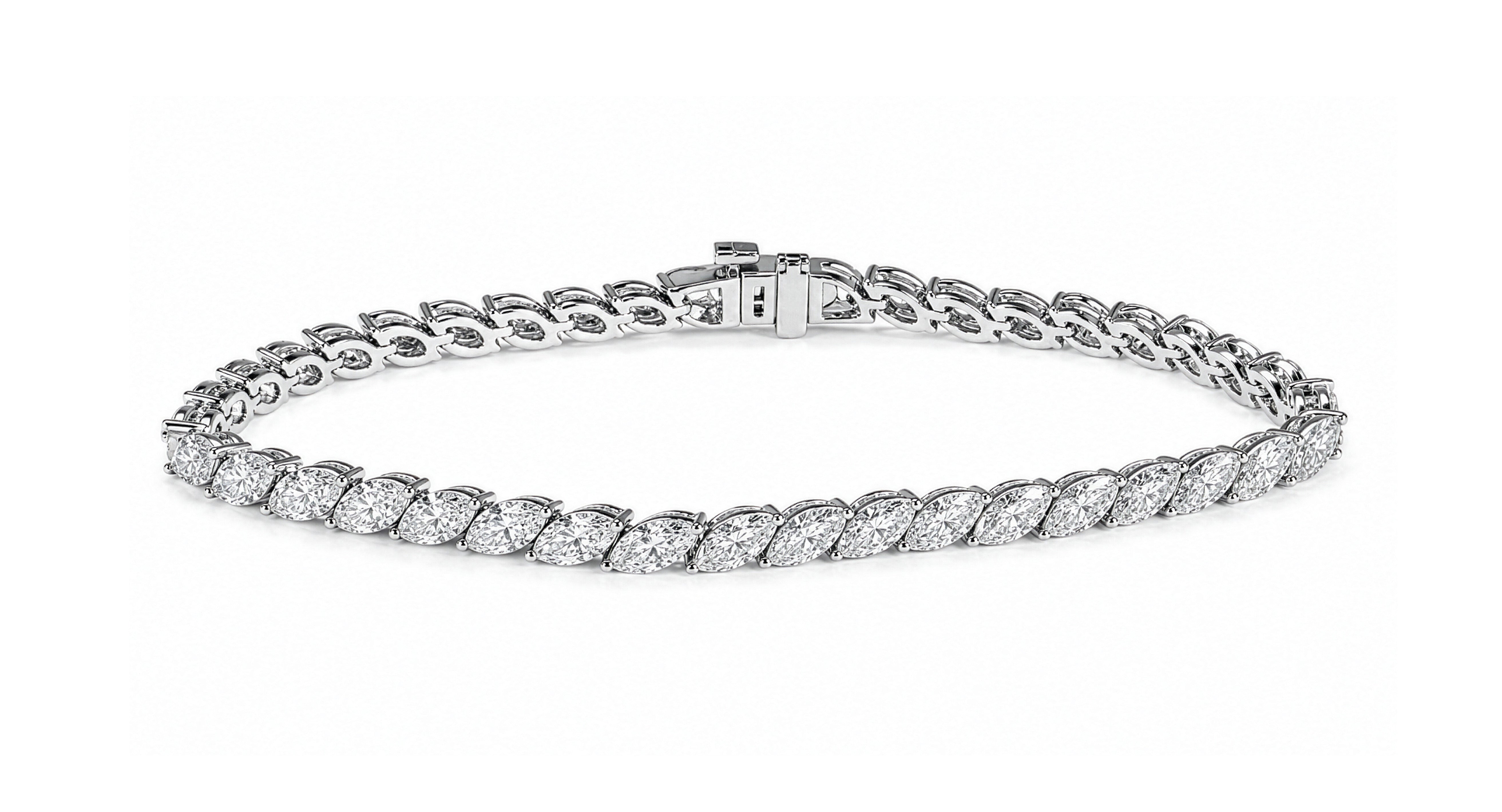 14K White Gold Double Prong Marquise Lab Grown Diamond Tennis Braclet
