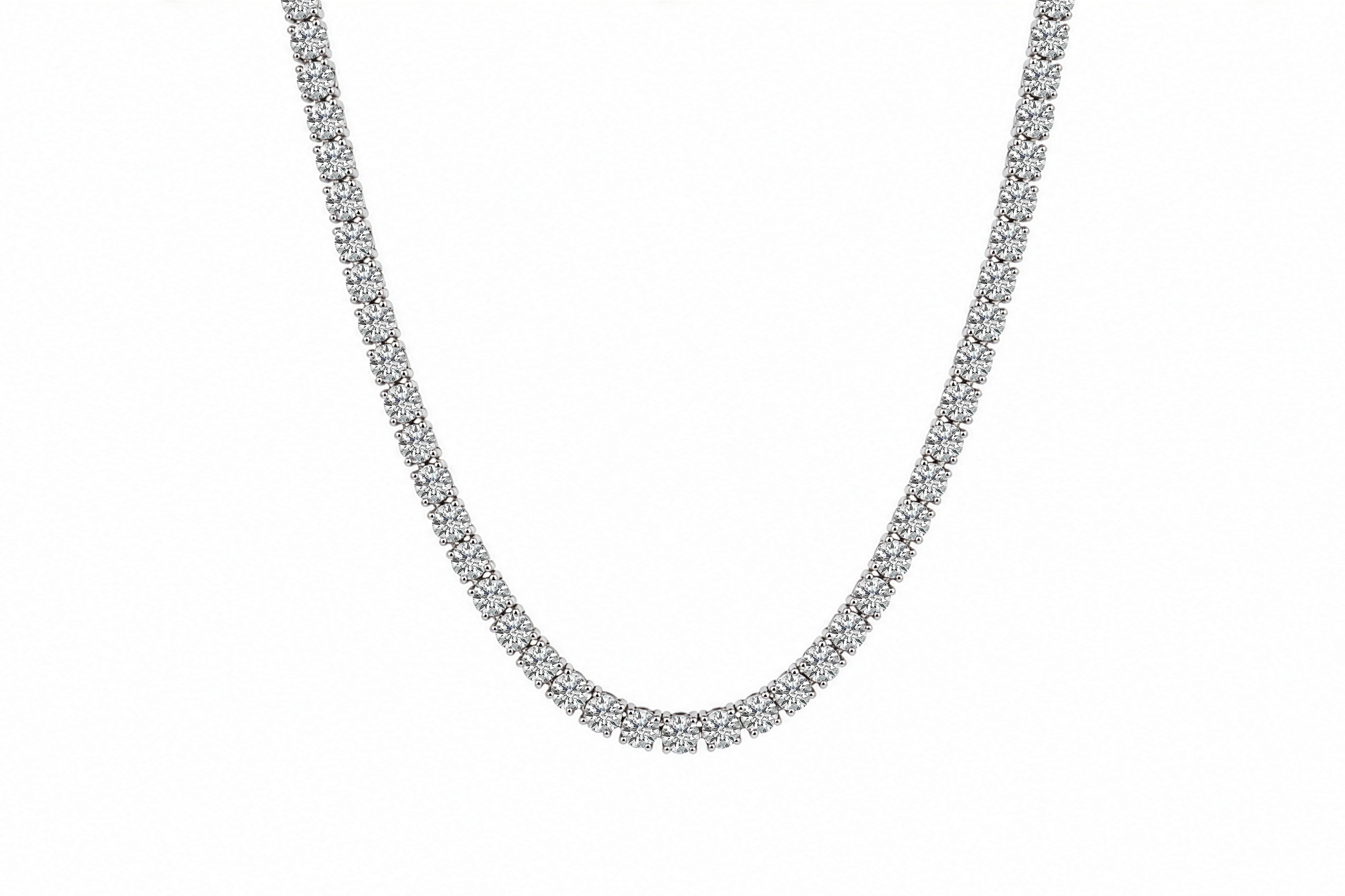10K White Gold Lab Grown Diamond Adjustable Tennis Necklace 16-18 inches