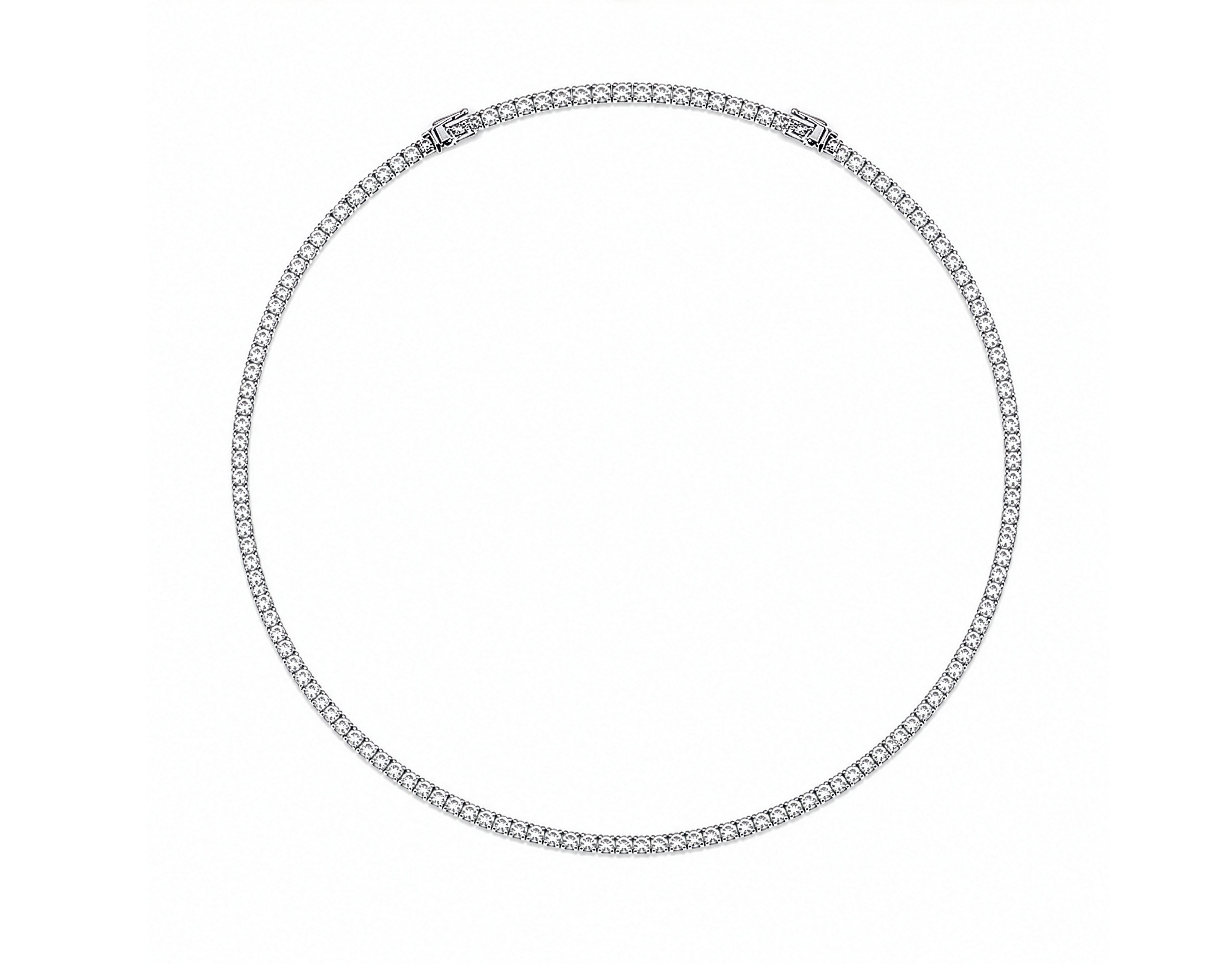 10K White Gold Lab Grown Diamond Adjustable Tennis Necklace 16-18 inches