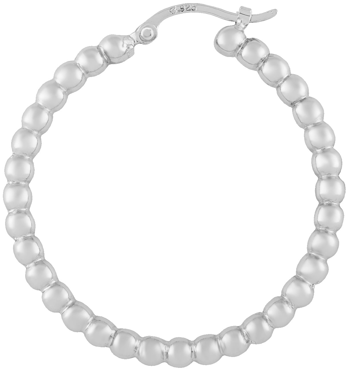 Sterling Silver Medium Beaded Hoop Earrings