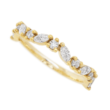 18K Yellow Gold band with alternating 6 Round Lab Grown Diamond and 5 Marquise Lab Grown Diamond having TCW-.68
