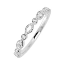 14K White Gold band with 4 Round and 5 Marquise White Lab Diamond having TCW-.56