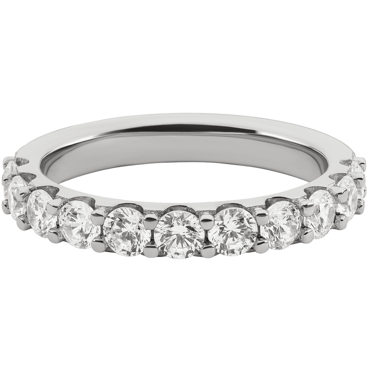14K White Gold band with 11 Round Lab Grown Diamond having TCW-1.1