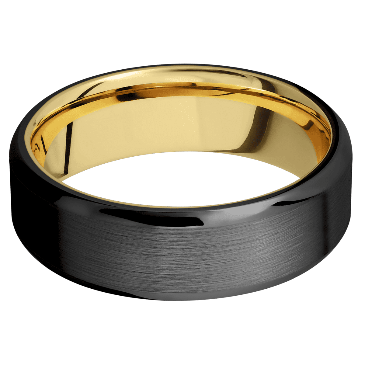Zirconium + Satin , Polish Finish + 14K Yellow Gold