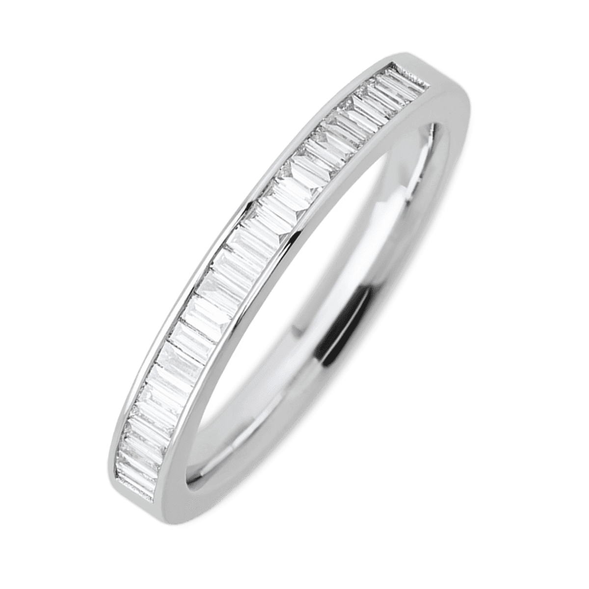 Platinum band with 31 Baguette Lab Grown Diamond having TCW-.62