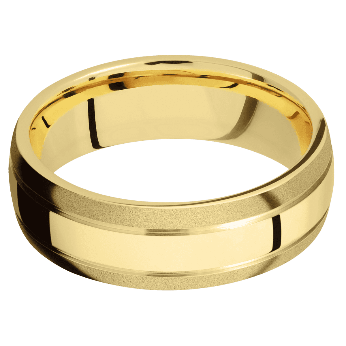 14K Yellow Gold + Polish , Sand Finish