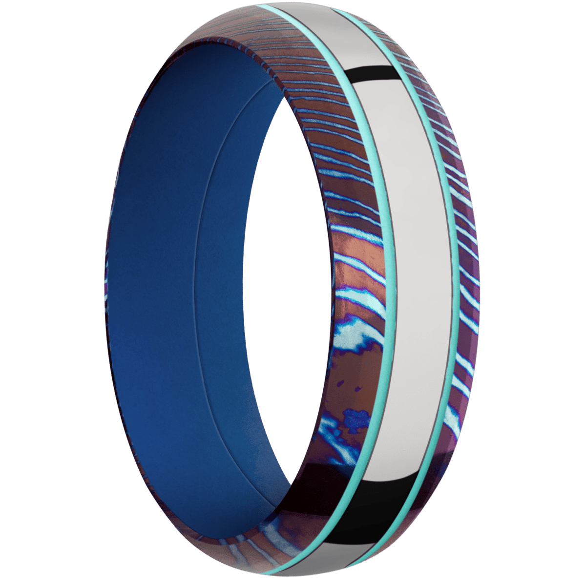 Titanium Damascus + Polish , Polish Finish + Royal Blue