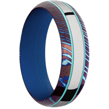 Titanium Damascus + Polish , Polish Finish + Royal Blue