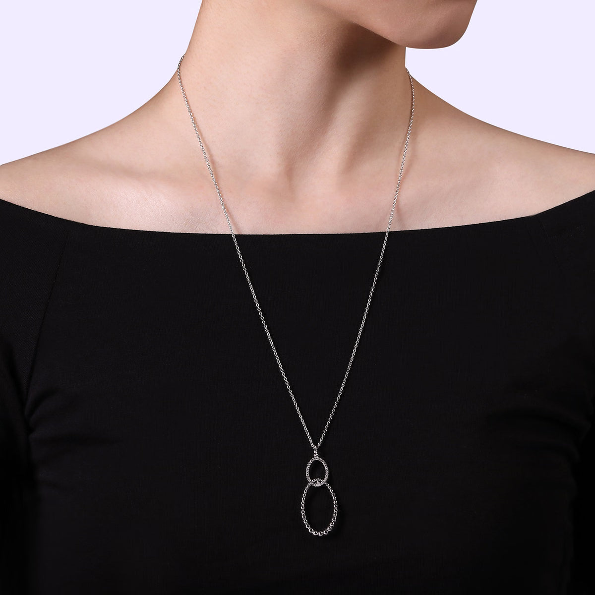 925 Sterling Silver Bujukan White Sapphire Circle Pendant Necklace
