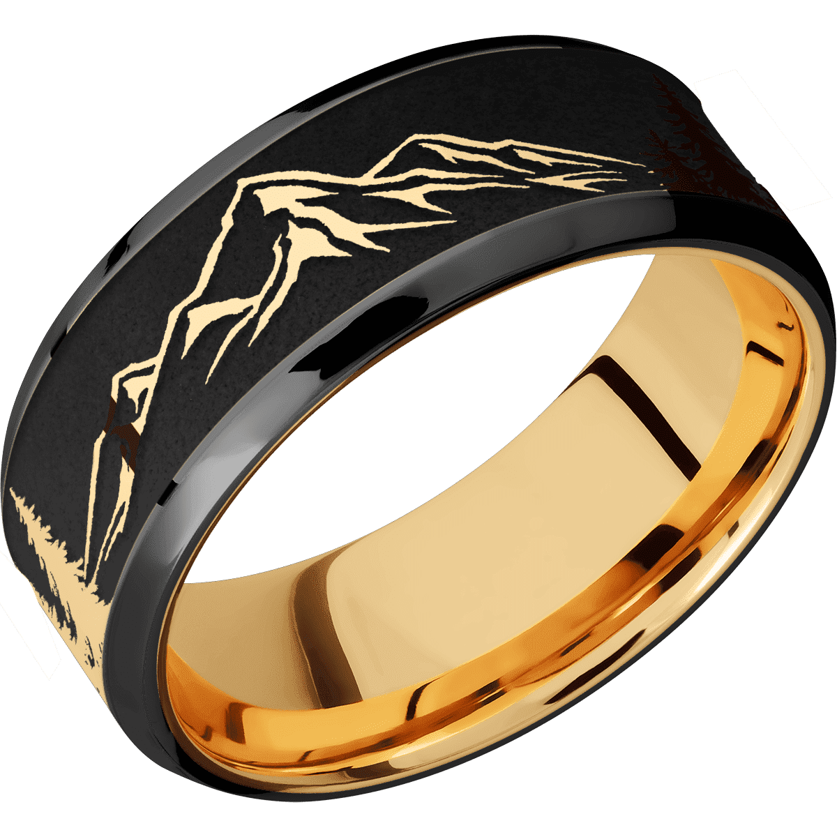 Zirconium + Polish , Polish Finish + 14K Yellow Gold