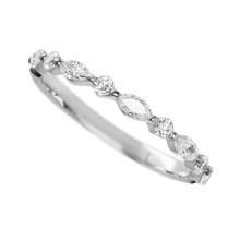 14K White Gold band with 4 Round and 5 Marquise Lab Grown Diamond having TCW-.62