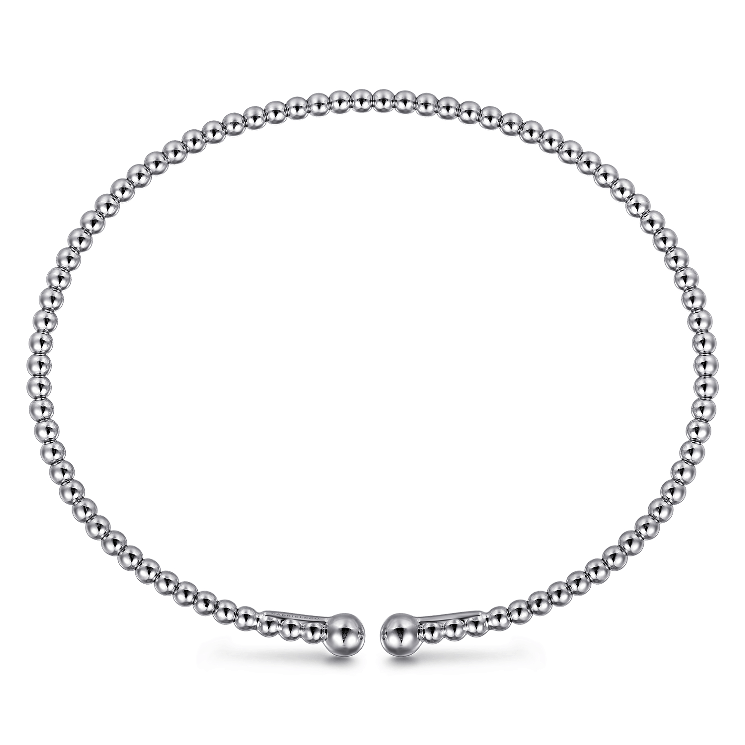 Split 14K White Gold Beaded Bujukan Bangle
