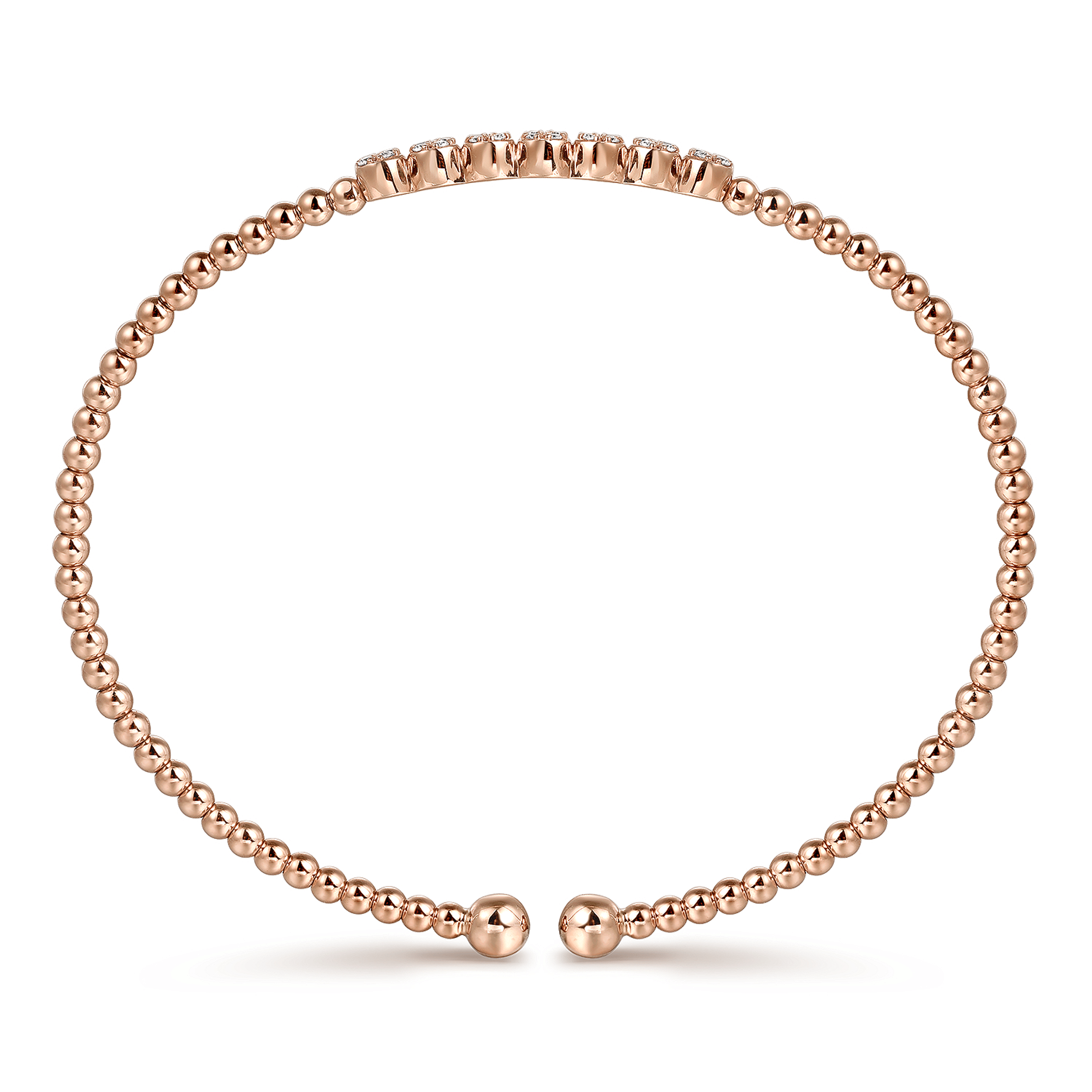 14K Rose Gold Bujukan Bead and Cluster Diamond Bangle