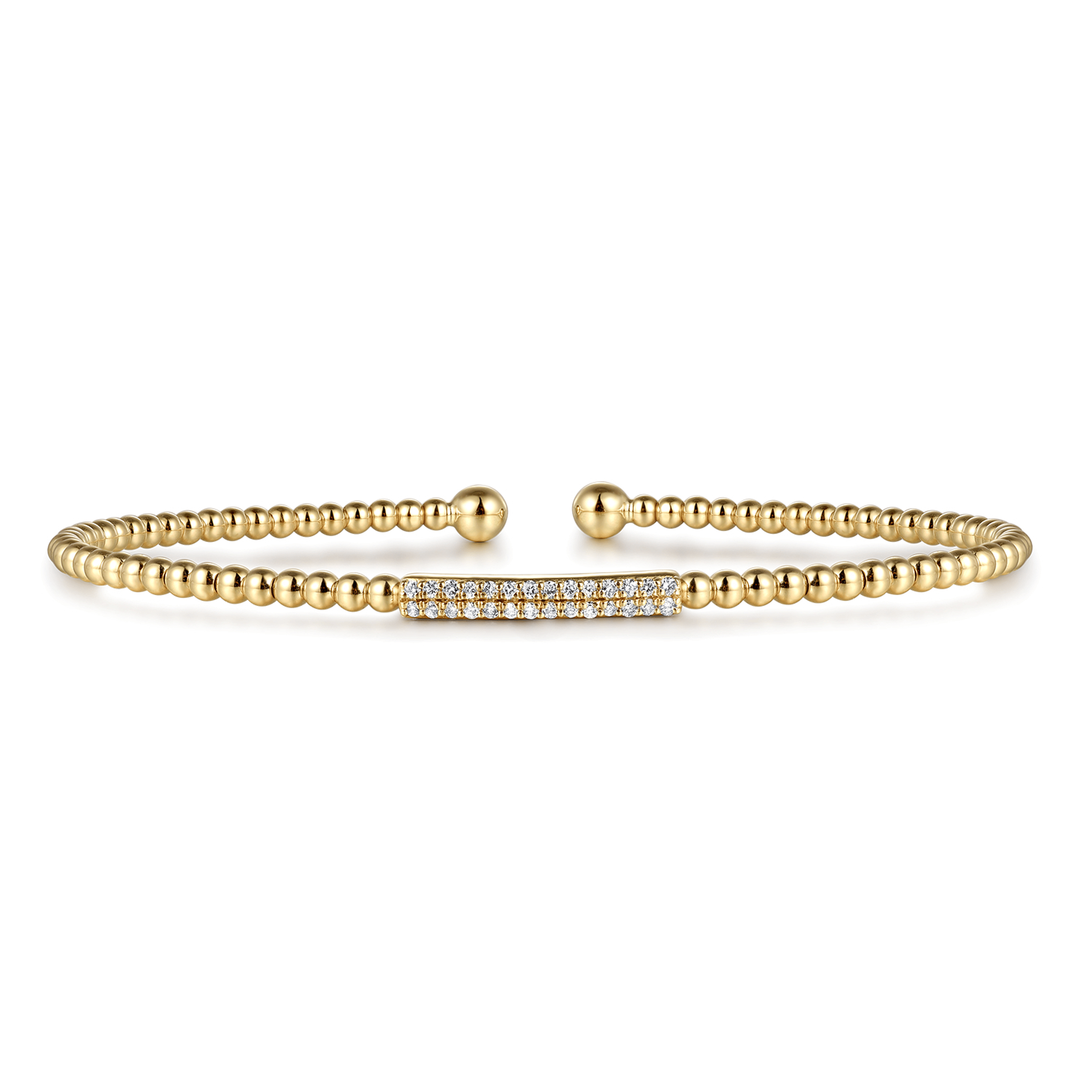 14K Yellow Gold Bujukan Bead Cuff Bracelet with Diamonds