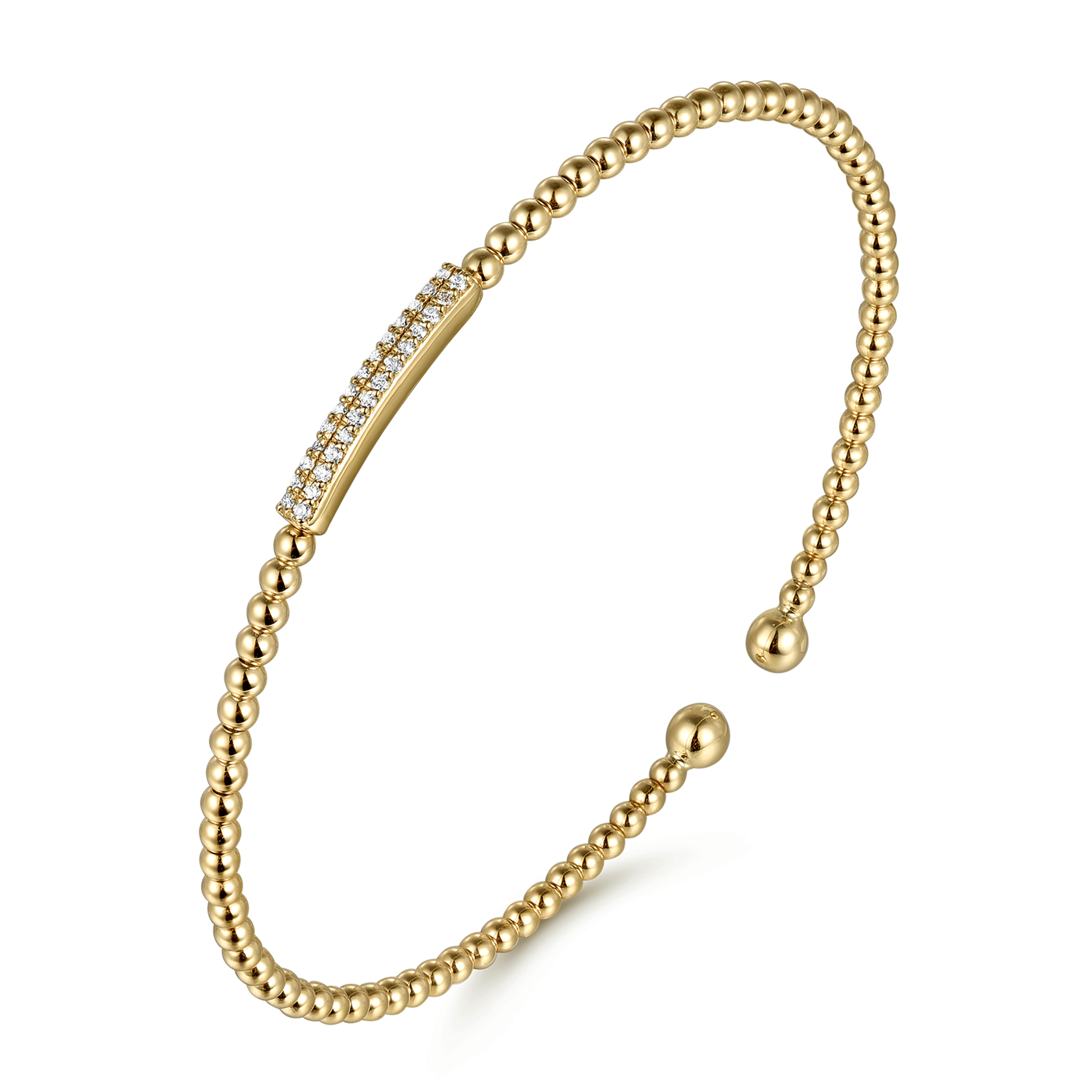 14K Yellow Gold Bujukan Bead Cuff Bracelet with Diamonds