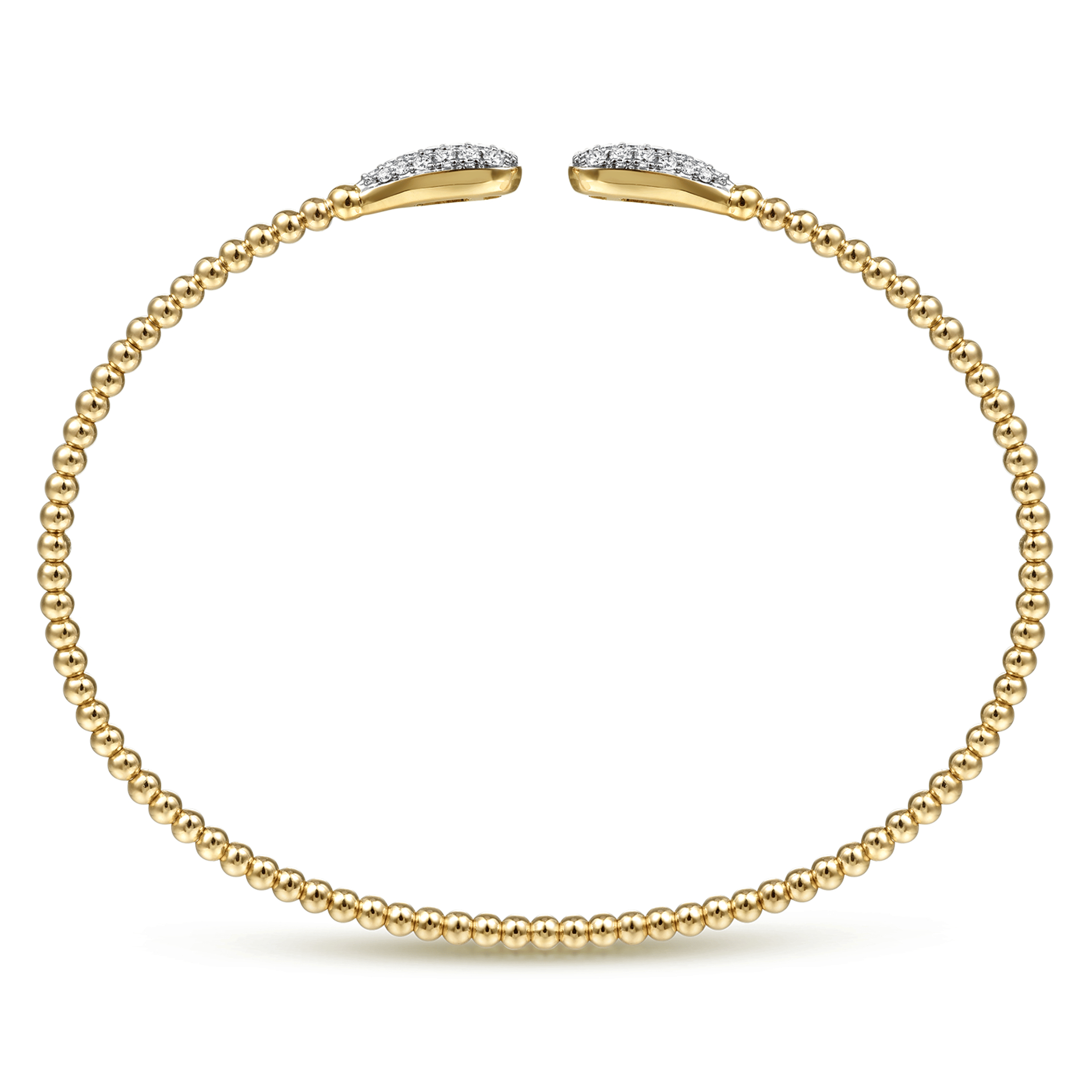 14K Yellow Gold Diamond Teardrops Open Bangle Bracelet-Bujukan