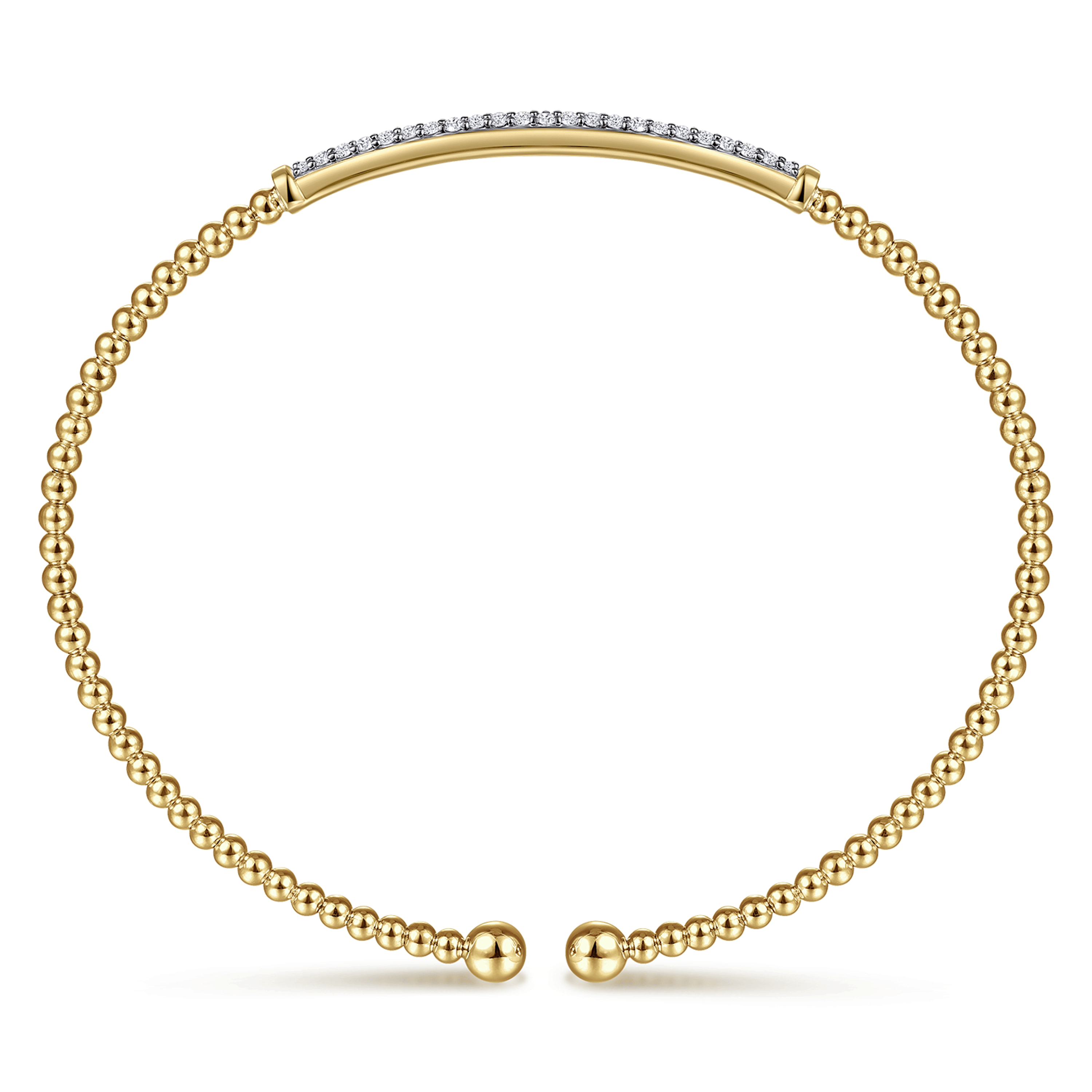 14K Yellow Gold Diamond Bar Cuff Bangle Bracelet