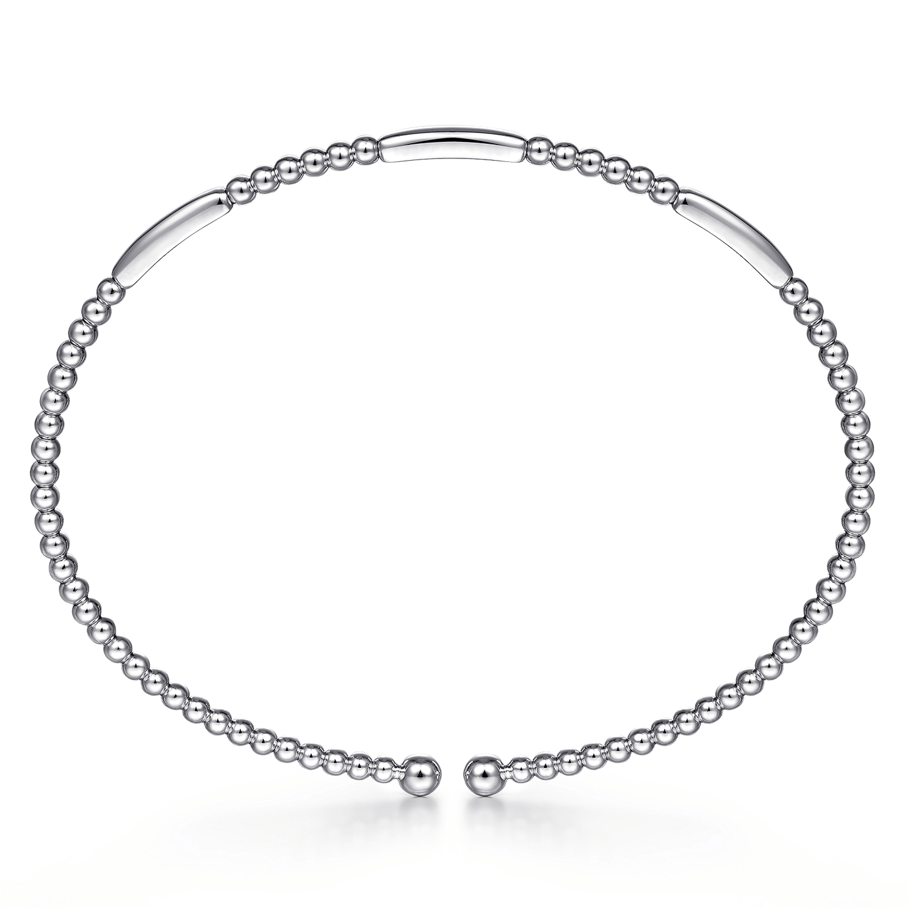14K White Gold Bujukan Bead Open Bangle