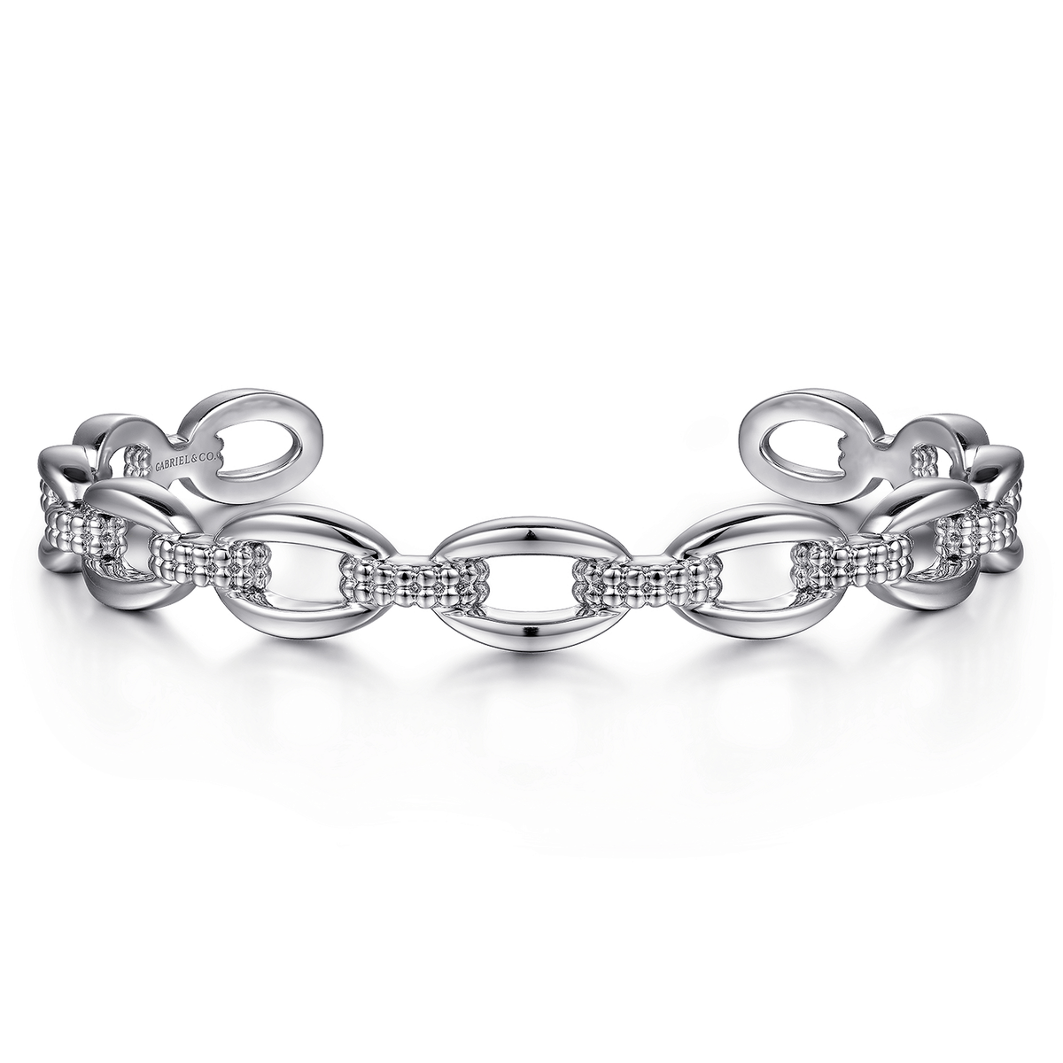 Bujukan 925 Sterling Silver Oval Link Cuff Bangle