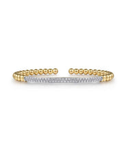 14K Yellow Gold Diamond Pave Bar Bujukan Split Bangle