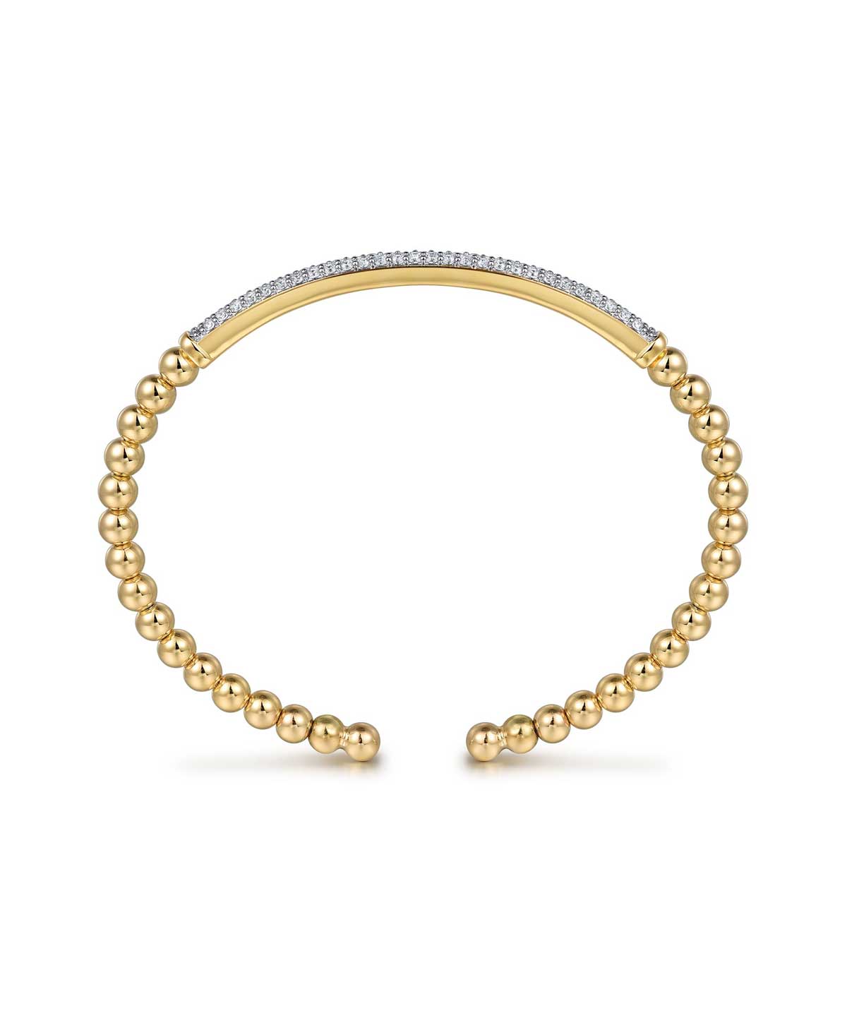 14K Yellow Gold Diamond Pave Bar Bujukan Split Bangle