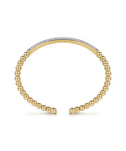 14K Yellow Gold Diamond Pave Bar Bujukan Split Bangle