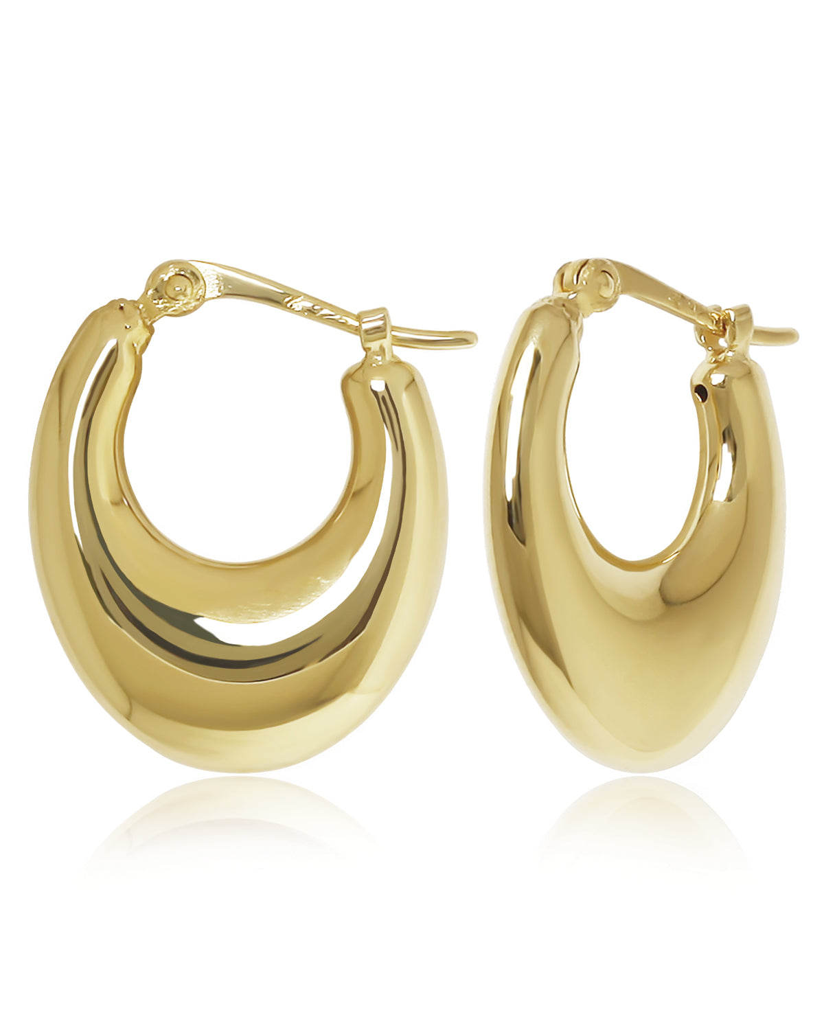 14K Yellow Gold Small Flat Hoop Earrings