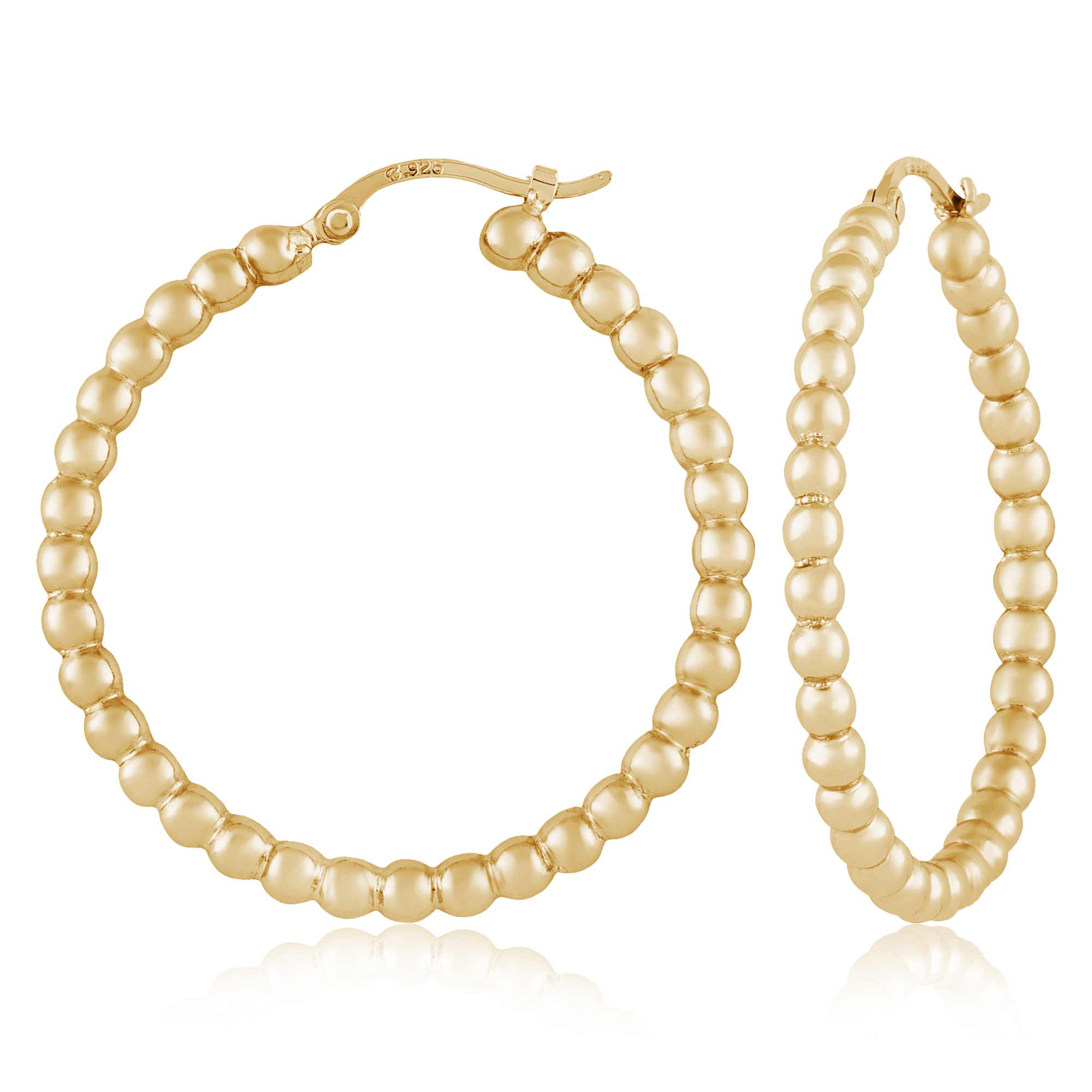 Sterling Silver Vermeil Medium Beaded Hoop Earrings