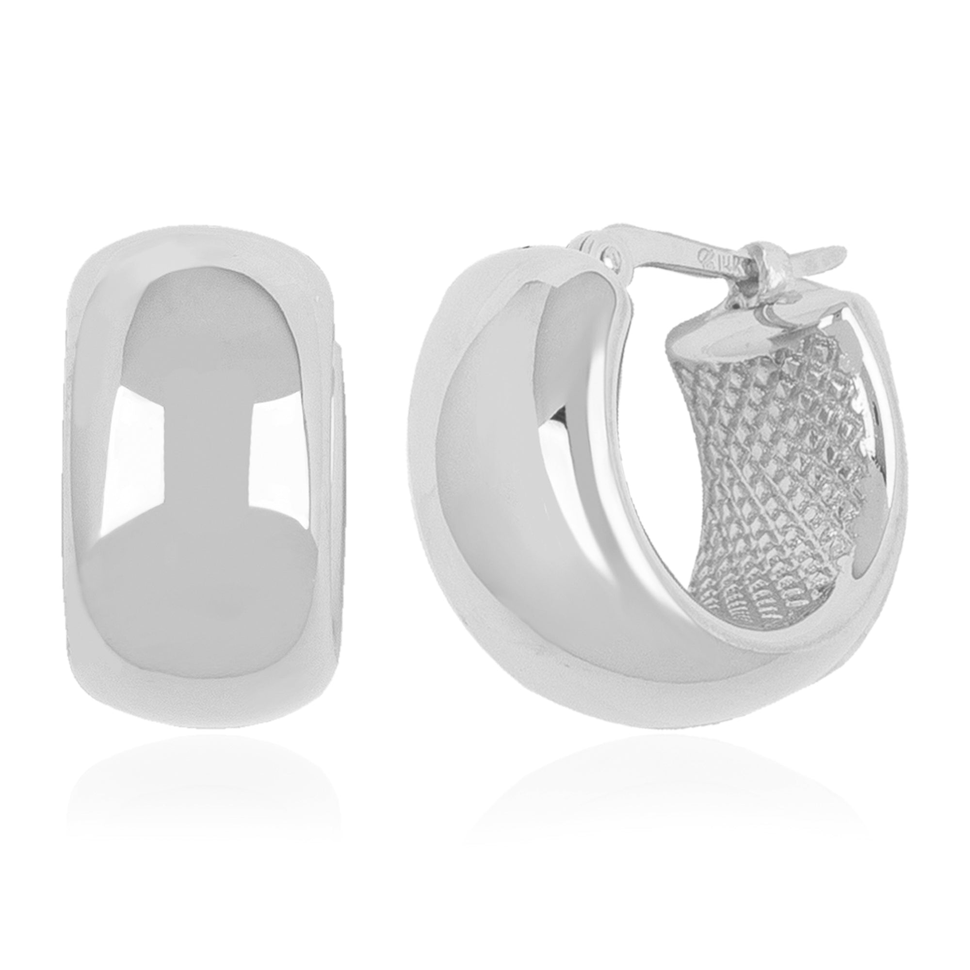 Sterling Silver 15MM Plain Band Hoop Earrings