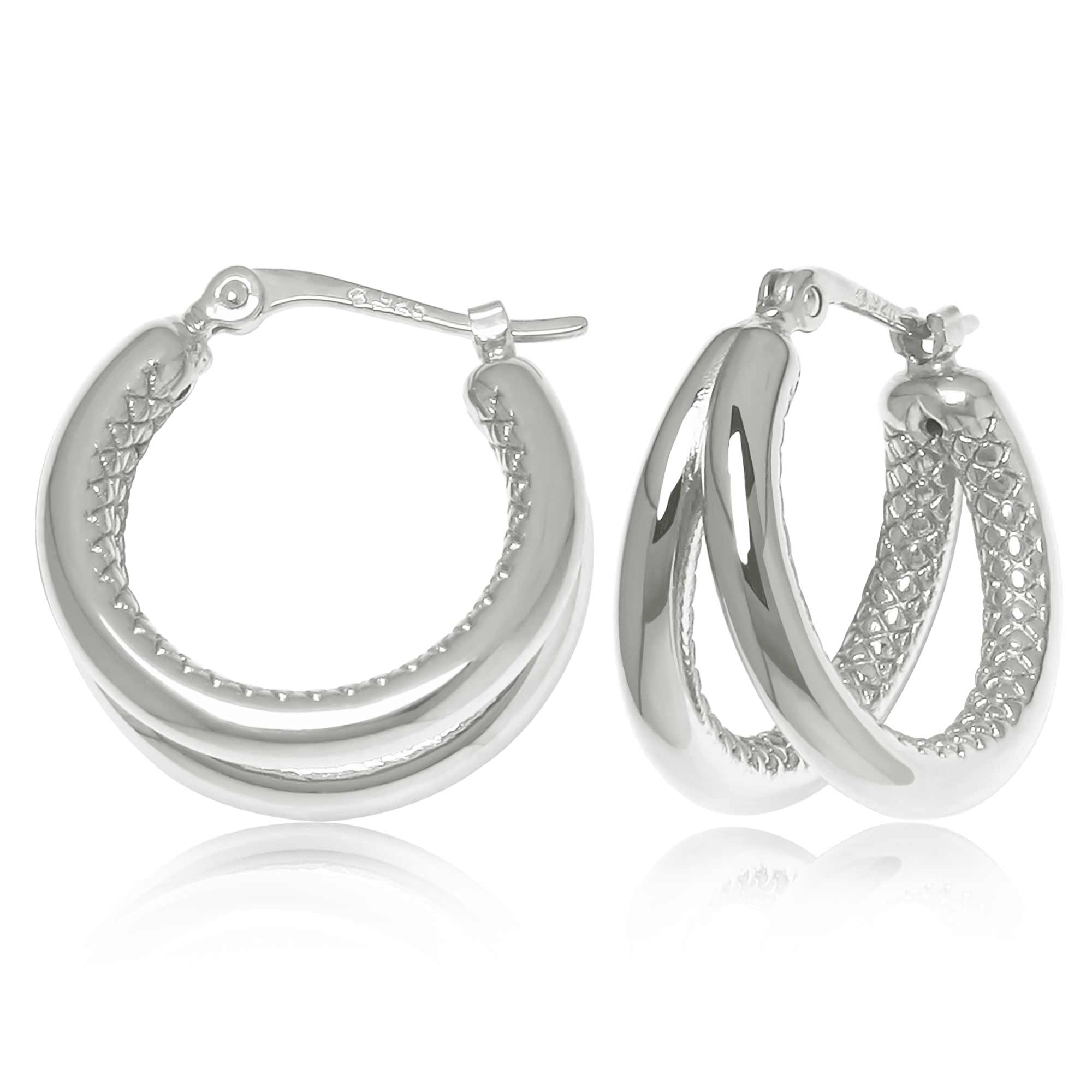 Sterling Silver Double Tube Hoop Earrings