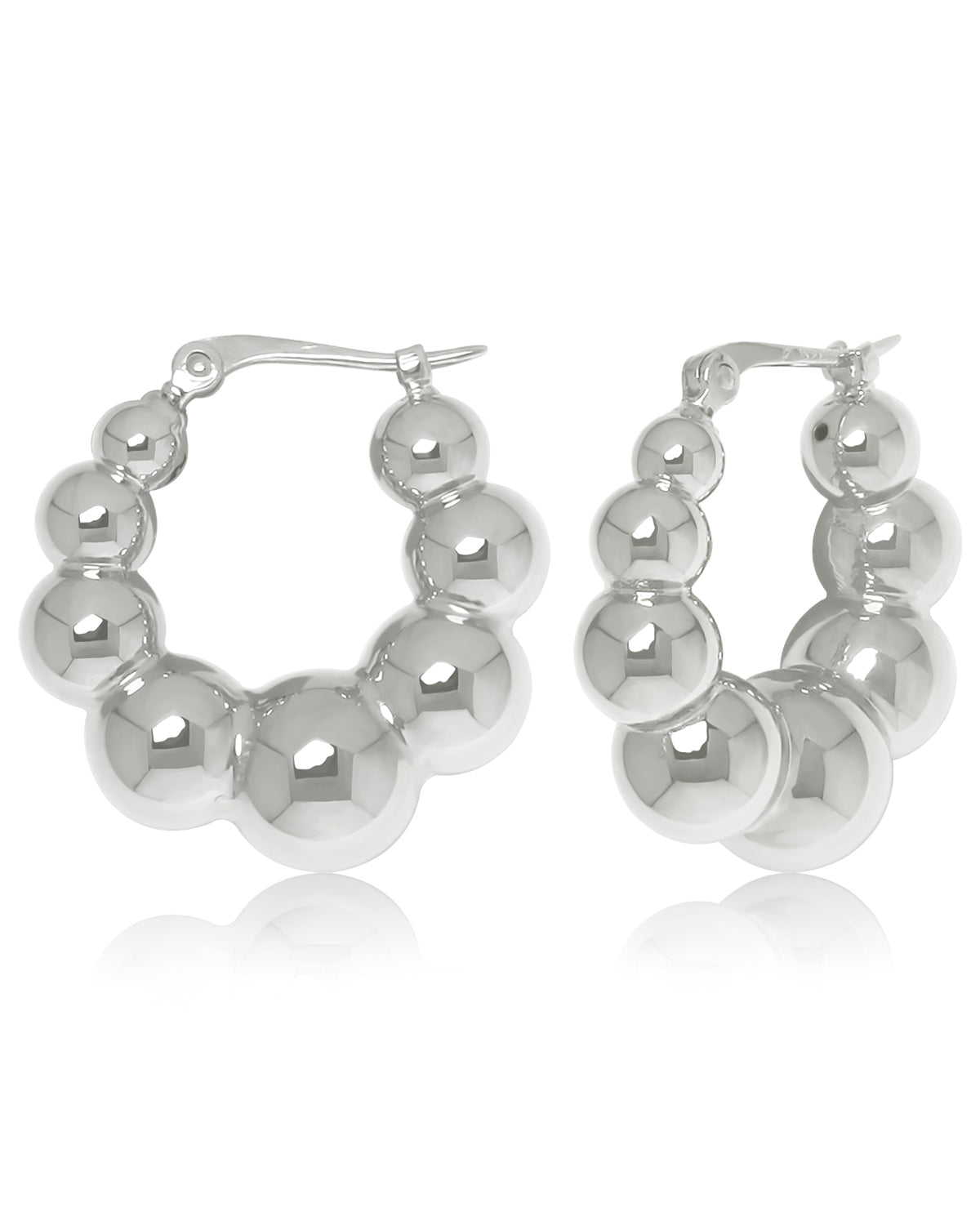 Sterling Silver Tapered Ball Hoop earrings