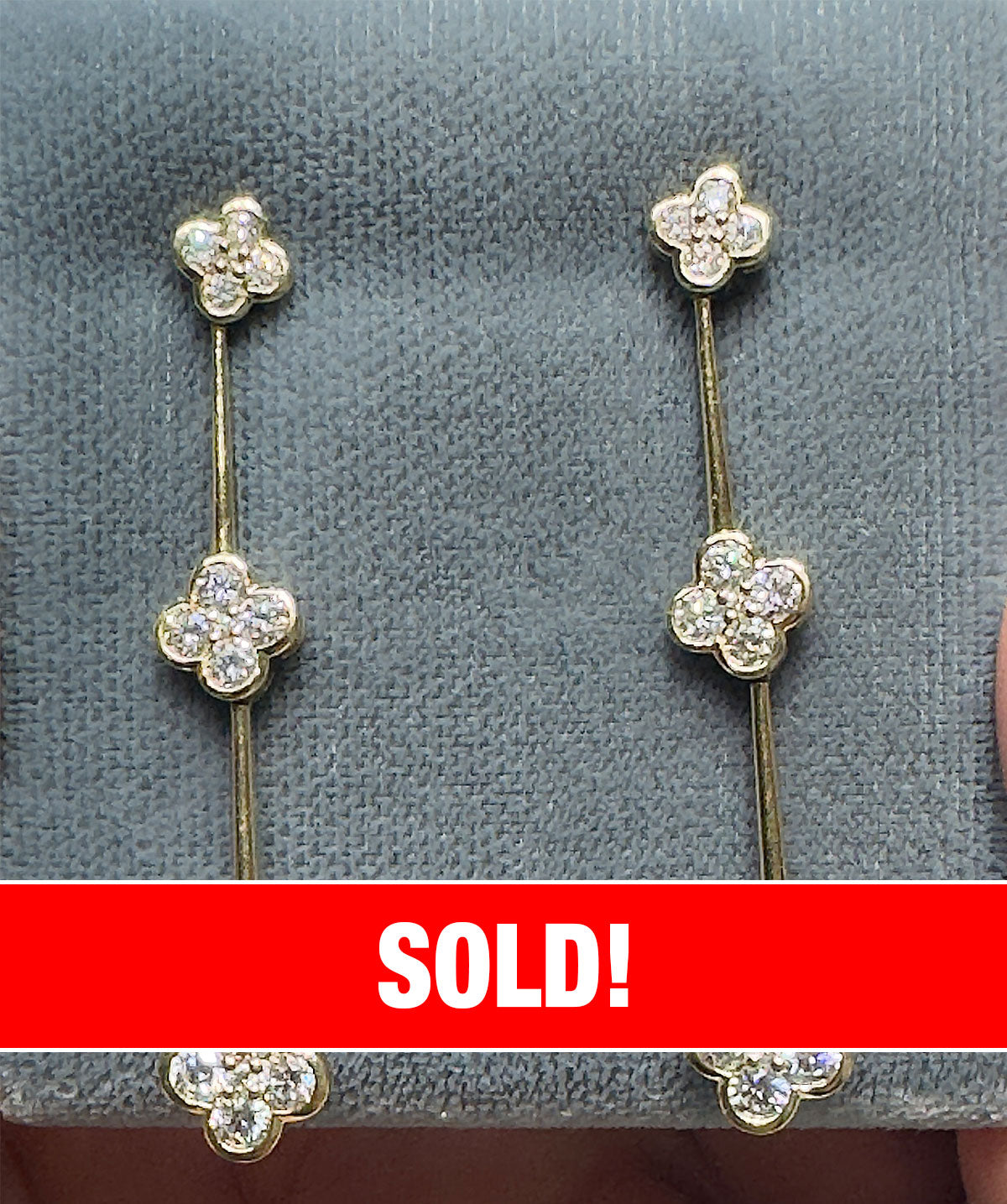 Diamond Dangle Earrings 14k Yellow Gold 30 Diamonds 1.50 carats total weight