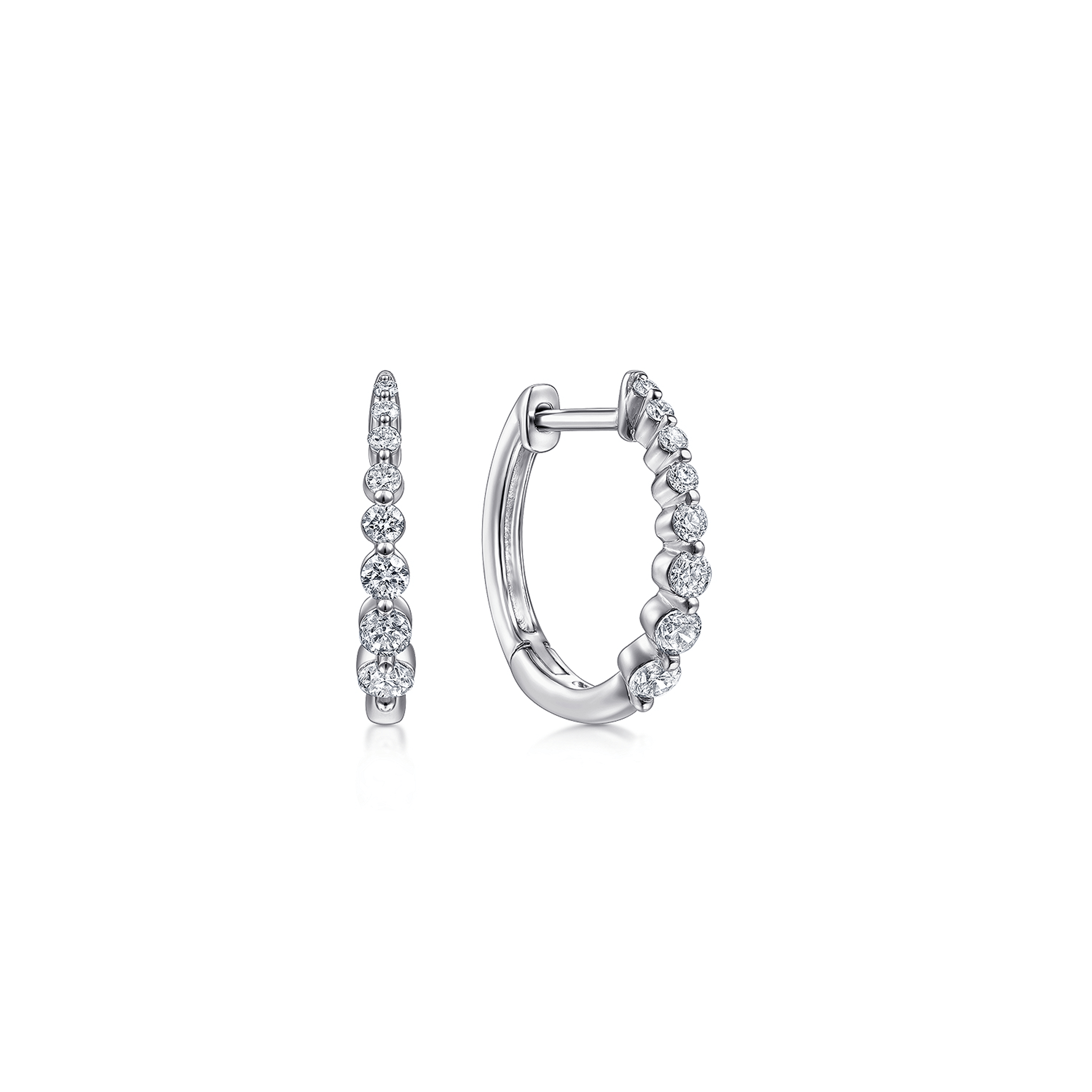 Huggie Earrings 14K White Gold Diamond