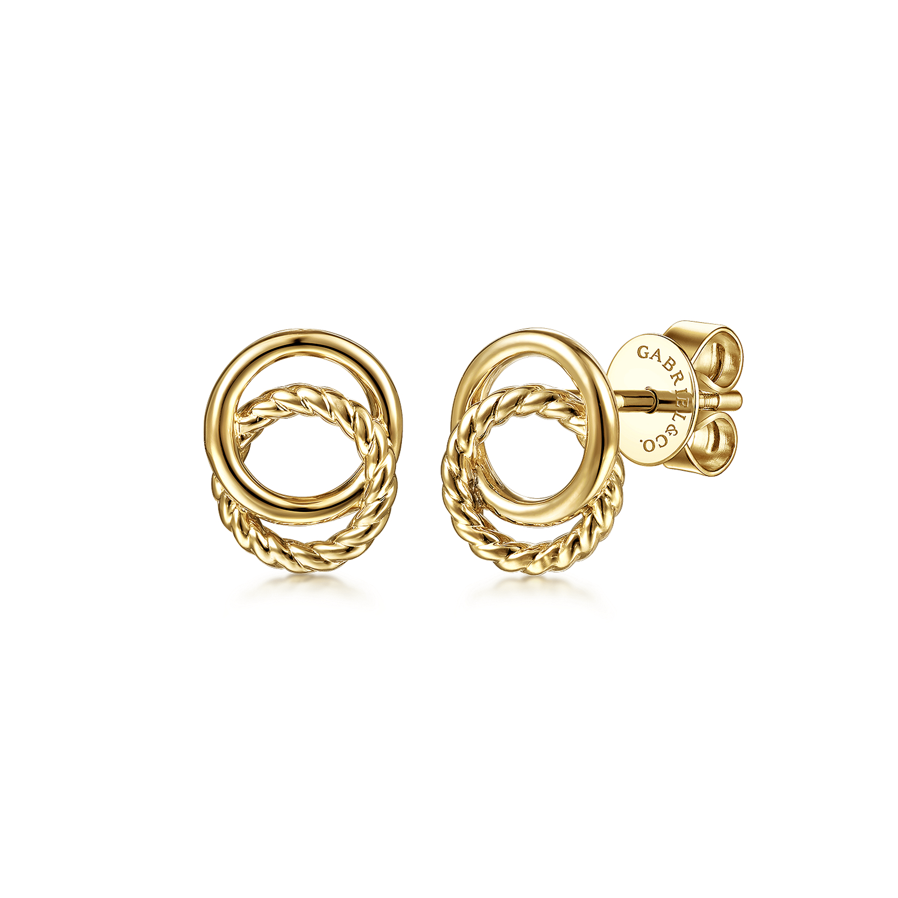 14K Yellow Gold Rope Stud Earrings