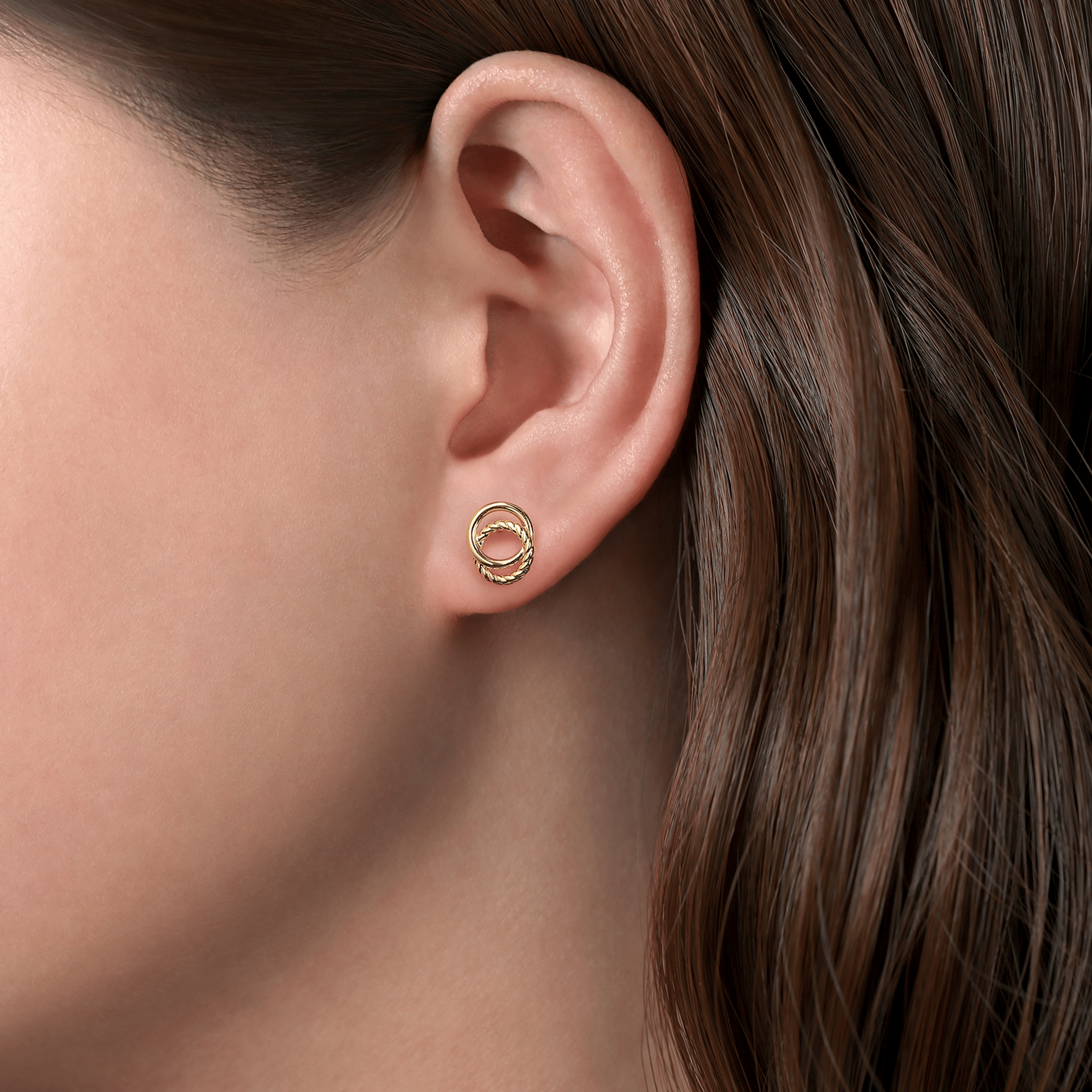 14K Yellow Gold Rope Stud Earrings