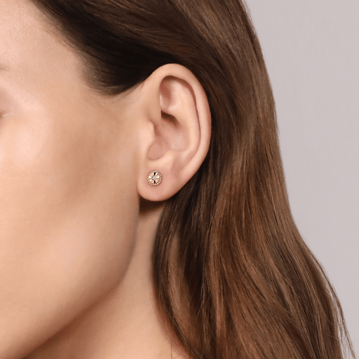 Diamond Cut - Stud Earrings 14K White and Yellow Gold