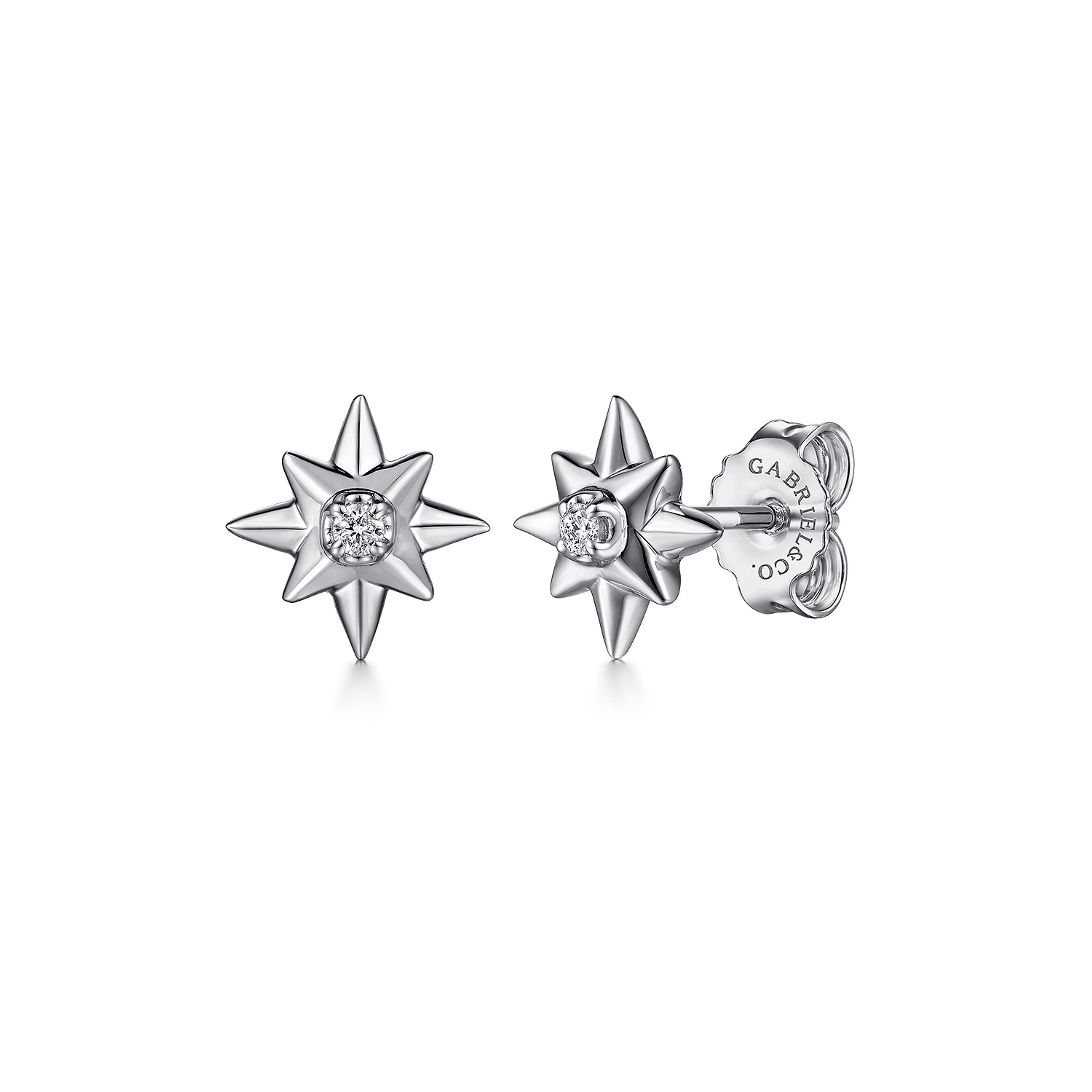 Stud Earrings 925 Sterling Silver Diamond