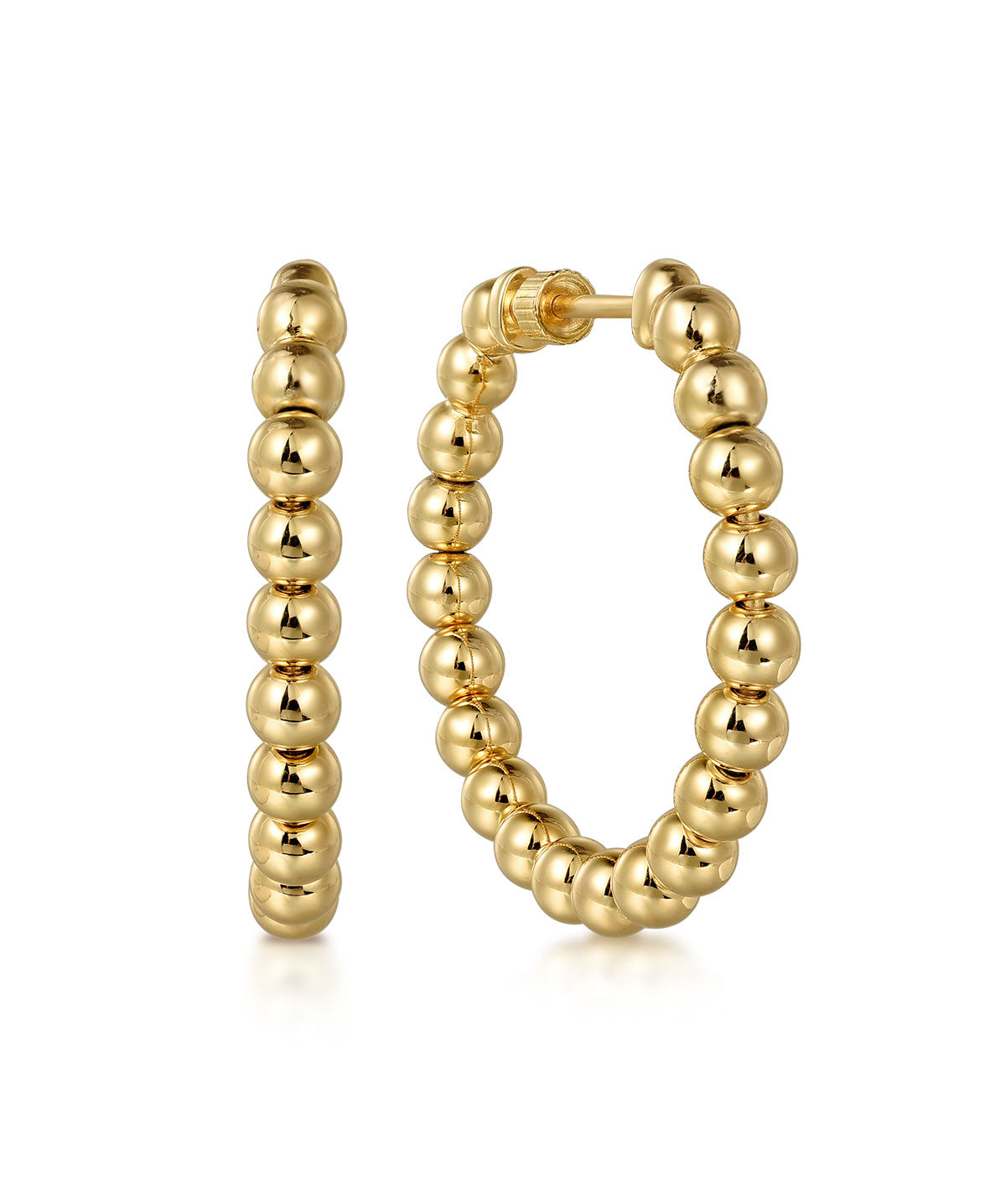 14K Yellow Gold Bujukan Beads Classic 30mm Hoop Earrings