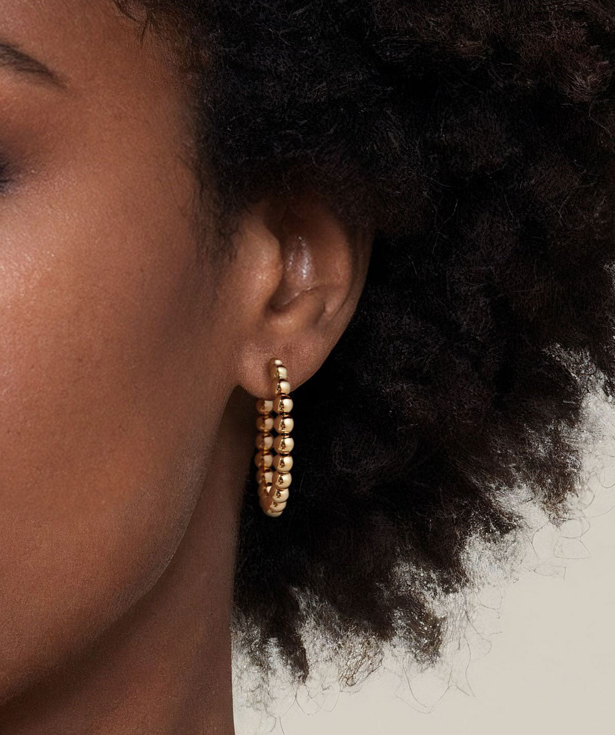 14K Yellow Gold Bujukan Beads Classic 30mm Hoop Earrings