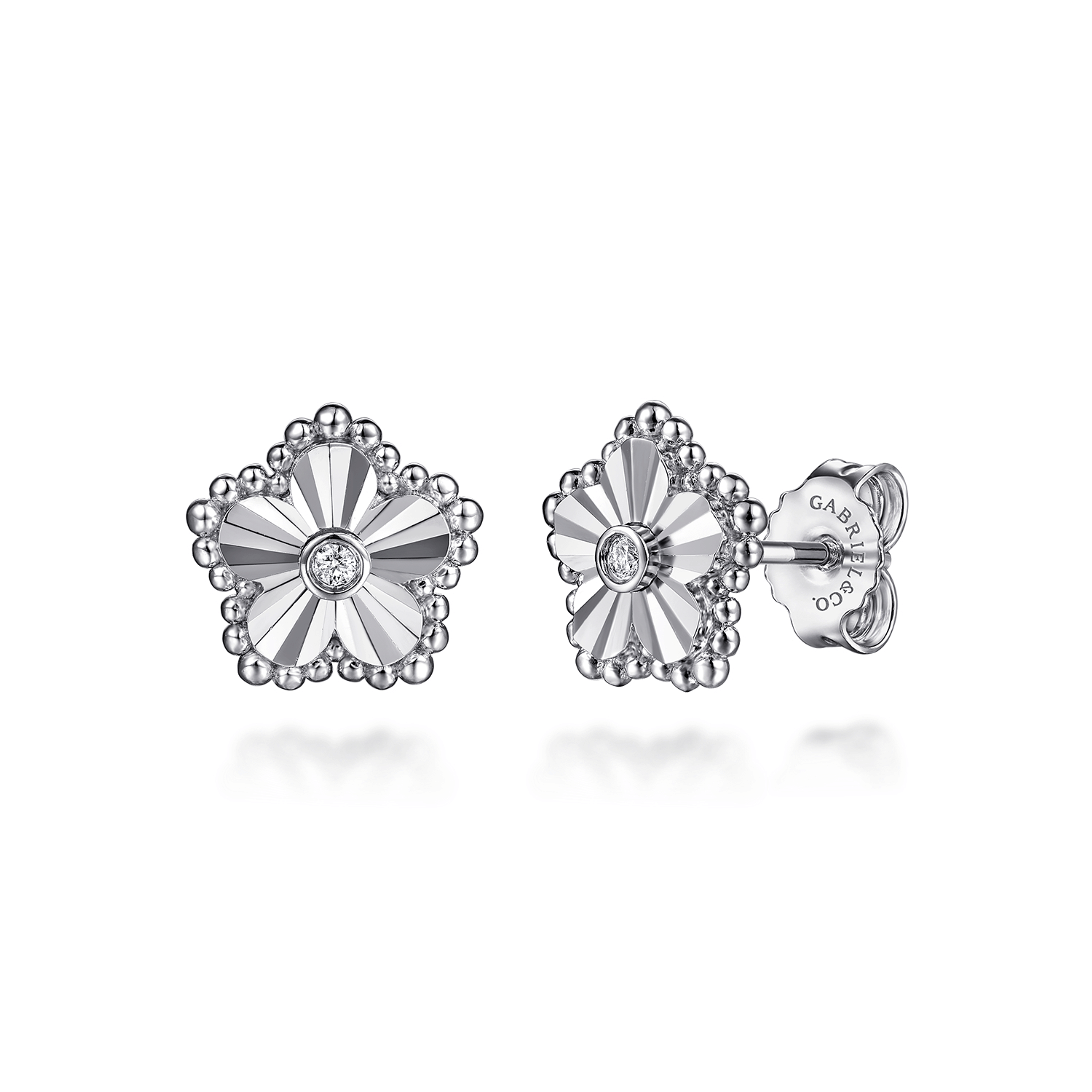 Stud Earrings 925 Sterling Silver Diamond