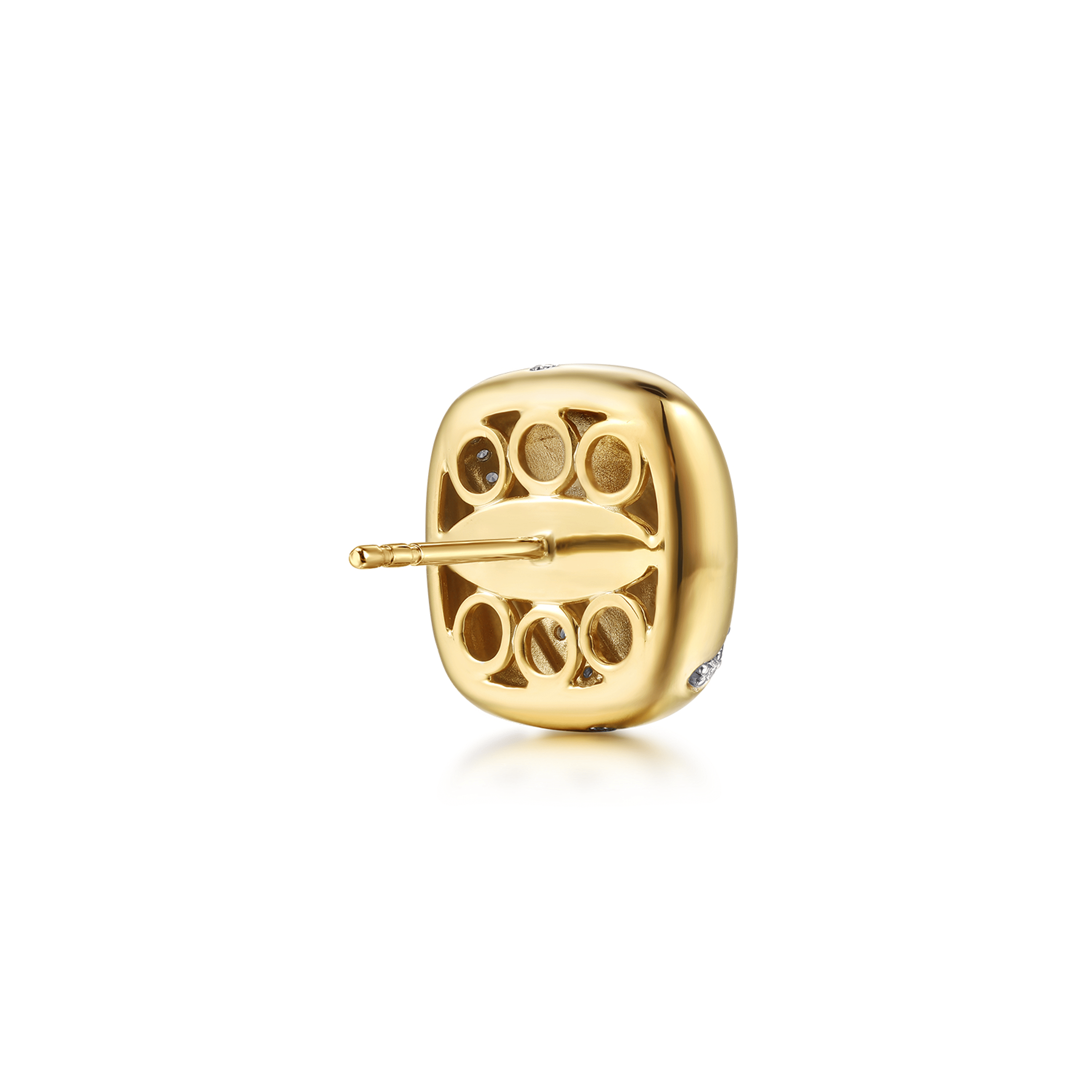 14K Yellow Gold Diamond Button Stud Earrings