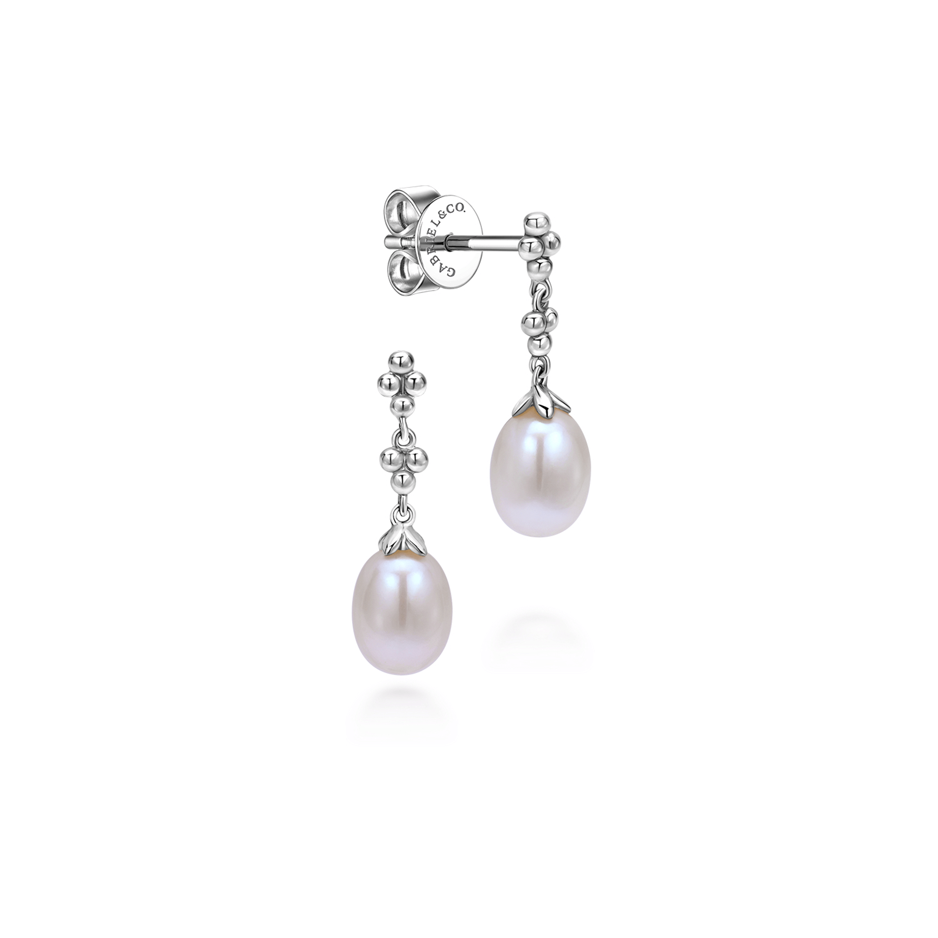 925 Sterling Silver Linear Pearl Drop Earrings
