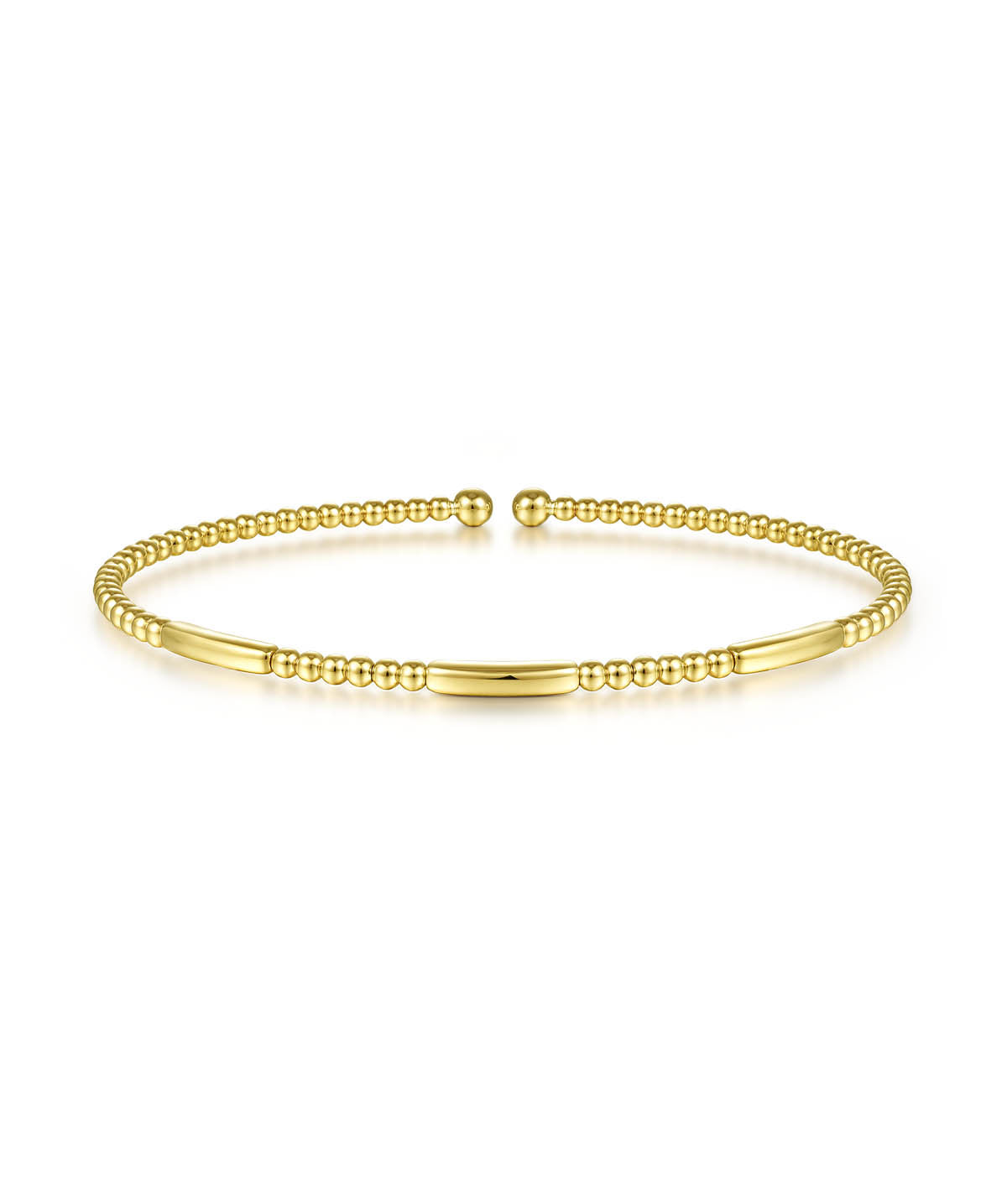 14K Yellow Gold Bujukan Bead Open Bangle